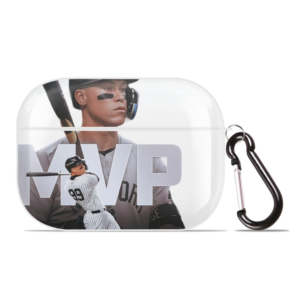 Aaron Judge MVP AirPods Pro Hard Case White With Keychain, Durable Flexible PC, Precise Cutouts, Anti-Fingerprint, Yellowing & Scratch Resistant, Full Protection, Washable