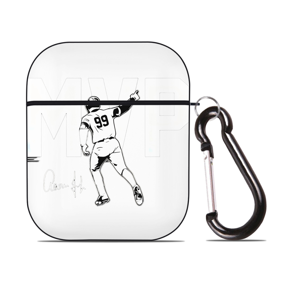 Aaron Judge MVP AirPods 2 Case Hard Shell Black, Flexible PC Material, Precise Cutouts, Full Protection, Anti-Fingerprint, Washable, Includes Keychain – Durable & Slim Design