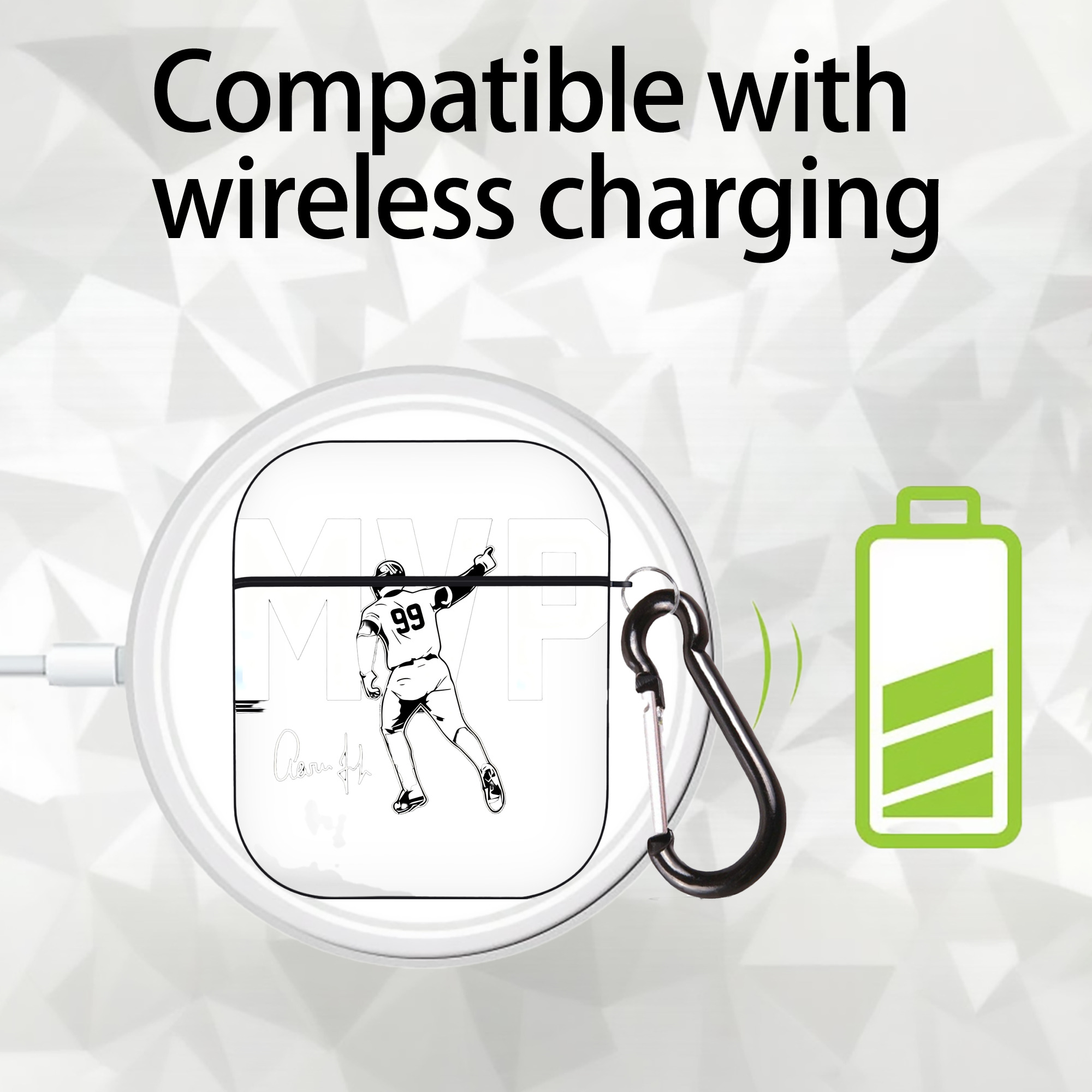 Aaron Judge MVP AirPods 2 Case Hard Shell Black, Flexible PC Material, Precise Cutouts, Full Protection, Anti-Fingerprint, Washable, Includes Keychain – Durable & Slim Design