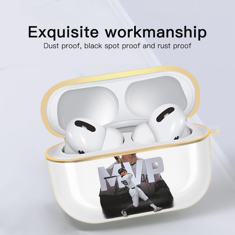 Aaron Judge MVP Luxury Gold AirPods Pro Case With Keychain, Flexible PC Material, Full Protection, Precise Cutouts, Anti-Fingerprint, Washable, Durable Design