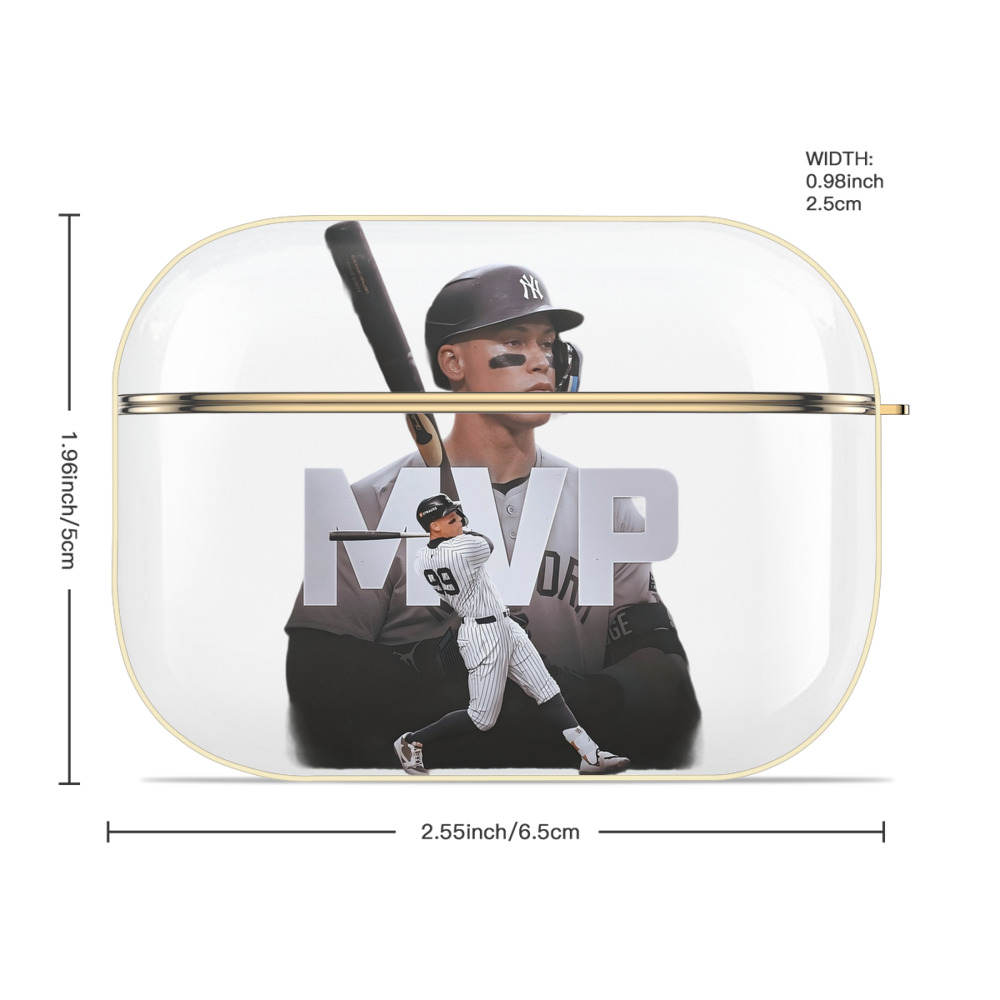 Aaron Judge MVP Luxury Gold AirPods Pro Case With Keychain, Flexible PC Material, Full Protection, Precise Cutouts, Anti-Fingerprint, Washable, Durable Design