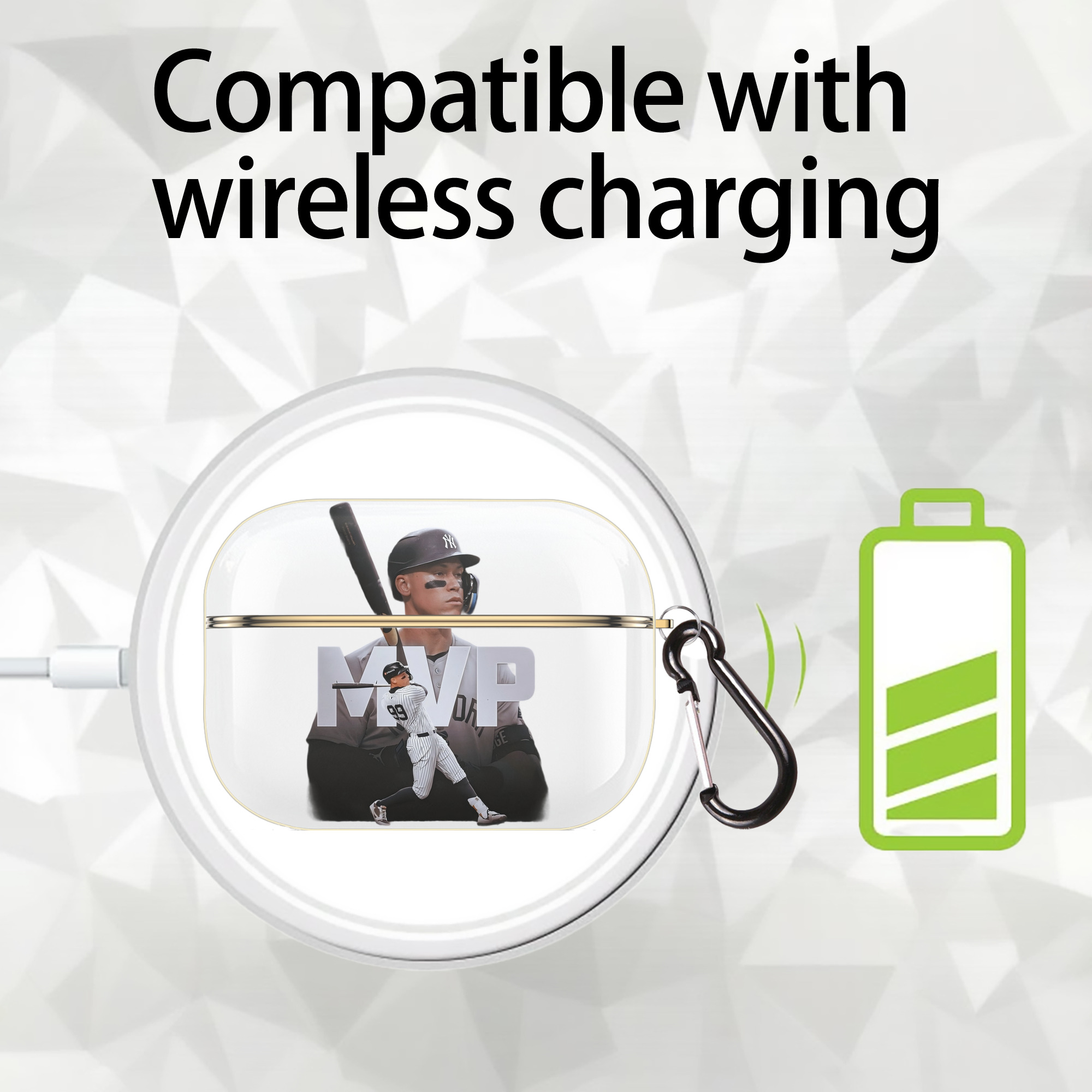 Aaron Judge MVP Luxury Gold AirPods Pro Case With Keychain, Flexible PC Material, Full Protection, Precise Cutouts, Anti-Fingerprint, Washable, Durable Design