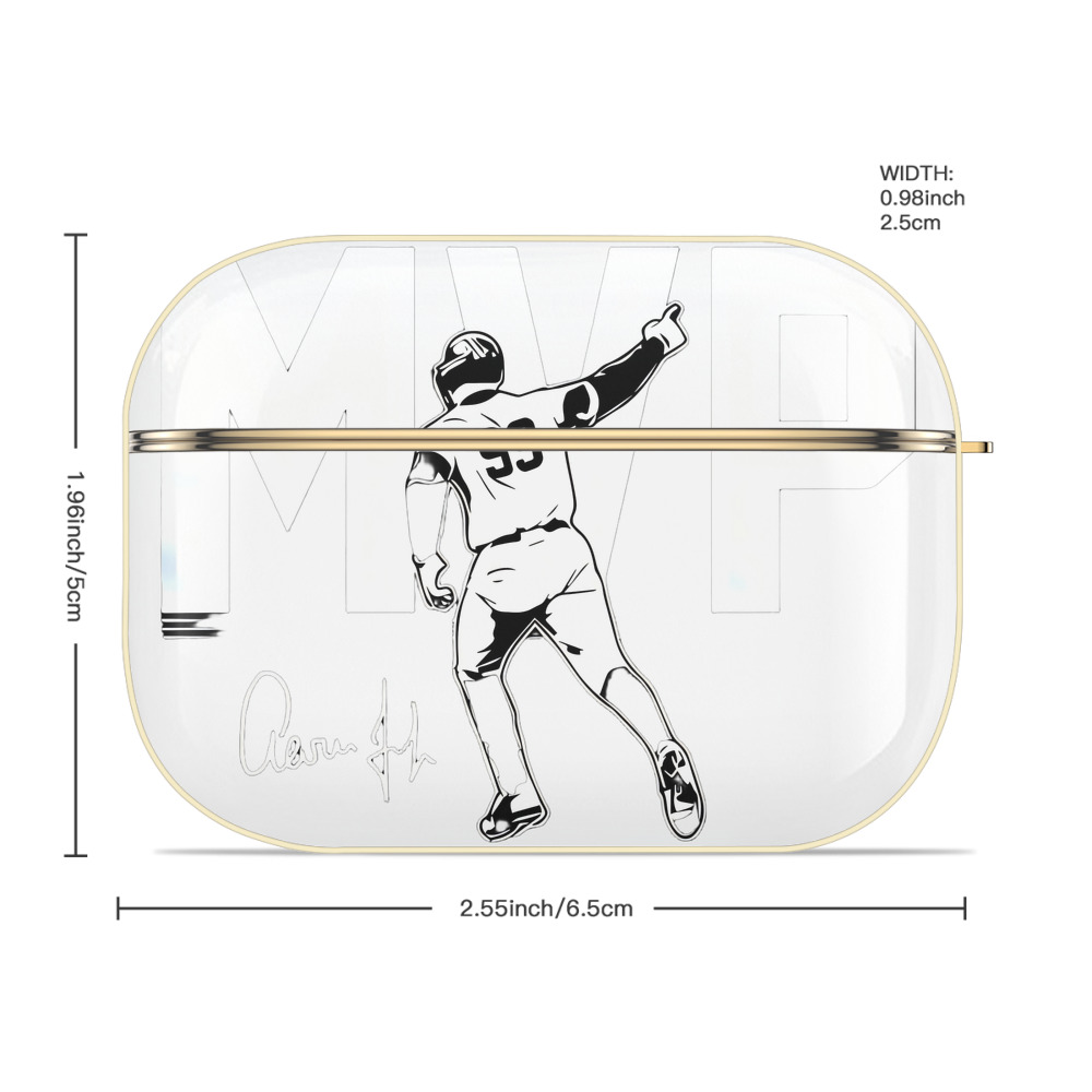 Aaron Judge MVP Luxury Gold AirPods Pro Case With Keychain, Flexible PC Material, Full Protection, Precise Cutouts, Anti-Fingerprint, Washable, Durable Design