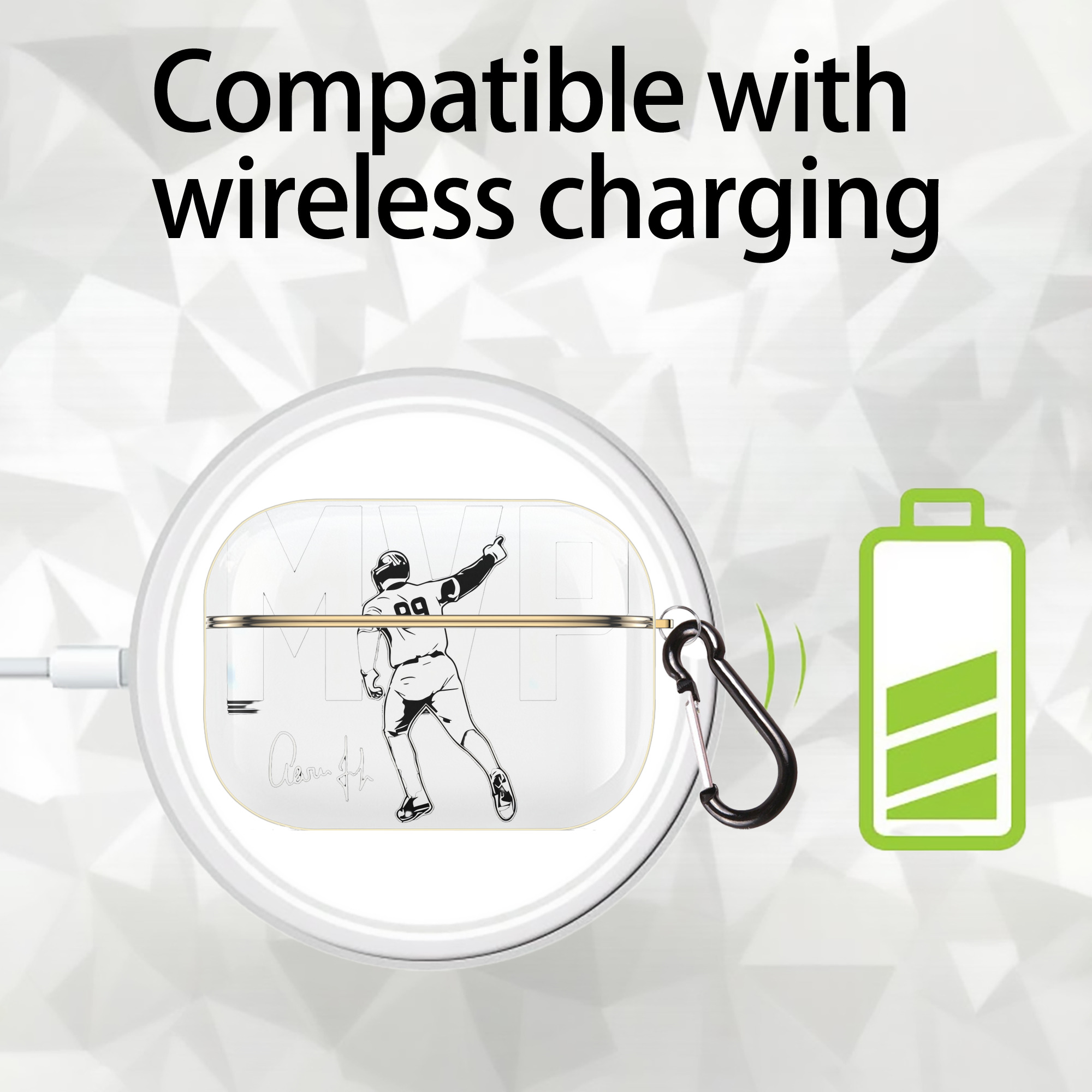 Aaron Judge MVP Luxury Gold AirPods Pro Case With Keychain, Flexible PC Material, Full Protection, Precise Cutouts, Anti-Fingerprint, Washable, Durable Design