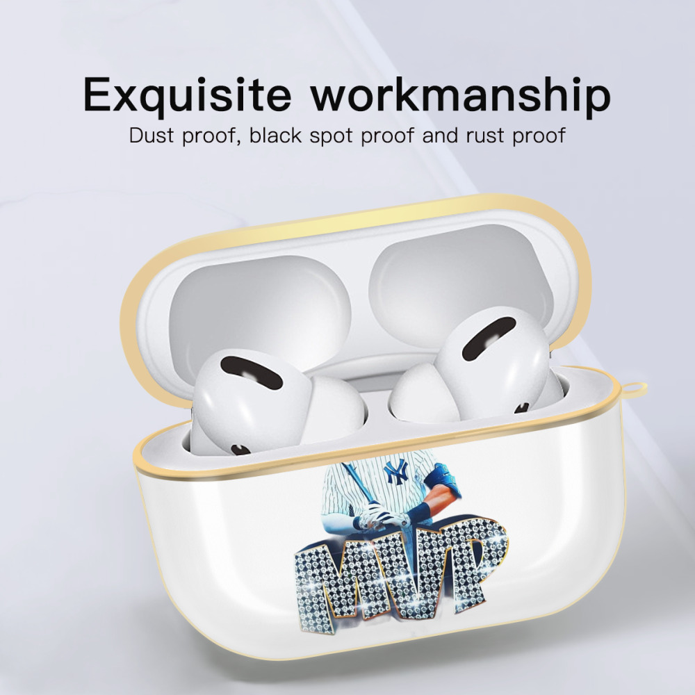 Aaron Judge MVP Luxury Gold AirPods Pro Case With Keychain, Flexible PC Material, Full Protection, Precise Cutouts, Anti-Fingerprint, Washable, Durable Design