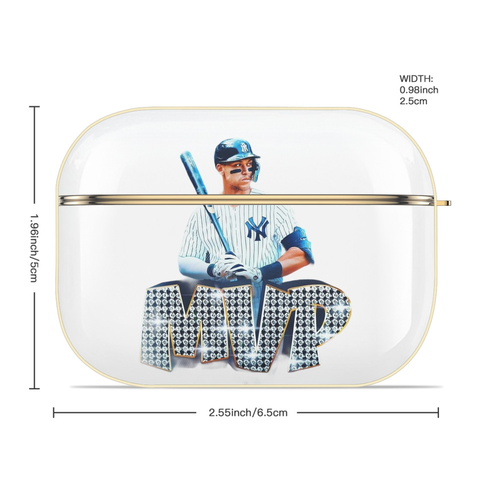 Aaron Judge MVP Luxury Gold AirPods Pro Case With Keychain, Flexible PC Material, Full Protection, Precise Cutouts, Anti-Fingerprint, Washable, Durable Design
