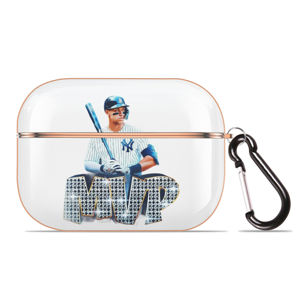 Aaron Judge MVP AirPods Pro Protective Case Rose Gold, Flexible PC Material, Precise Fit, Anti-Slip Cover, Full Protection, Fingerprint Resistant, Washable With Keychain
