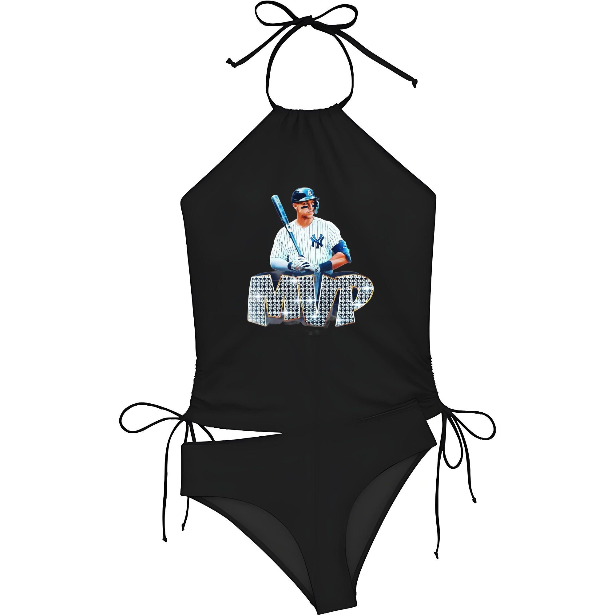 Aaron Judge MVP Women's Heat Transfer Printed Two-Piece Bikini Set – Sexy One-Shoulder Top & Triangle Bottom, Soft Nylon-Spandex, Perfect for Beach, Pool & Vacation