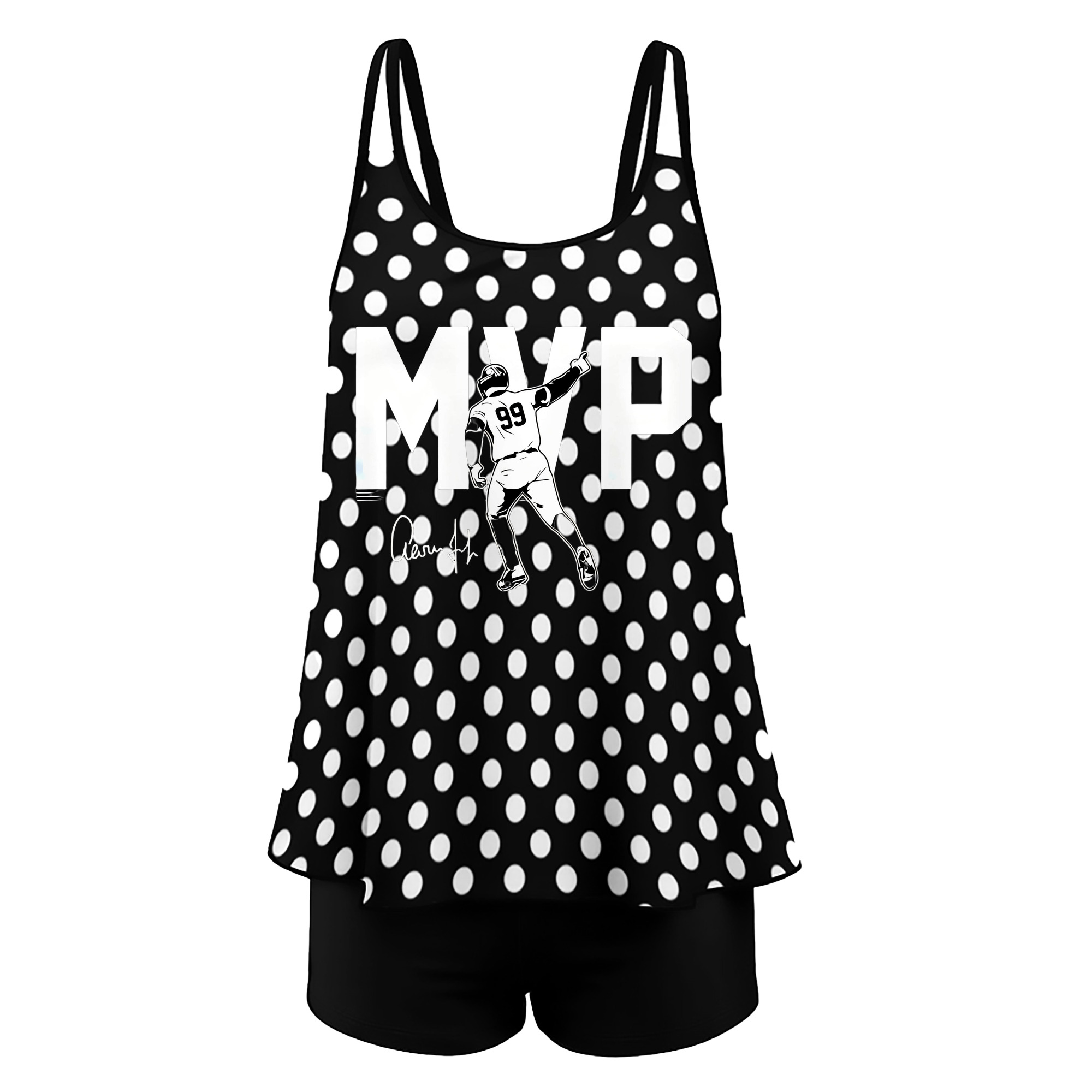 Aaron Judge MVP Women’s Heat Transfer Printed Two-Piece Swimsuit Set – Sexy Double Strap Bandeau Top & Boyshort Bottoms, Soft Nylon-Spandex, Perfect for Beach, Pool & Vacation