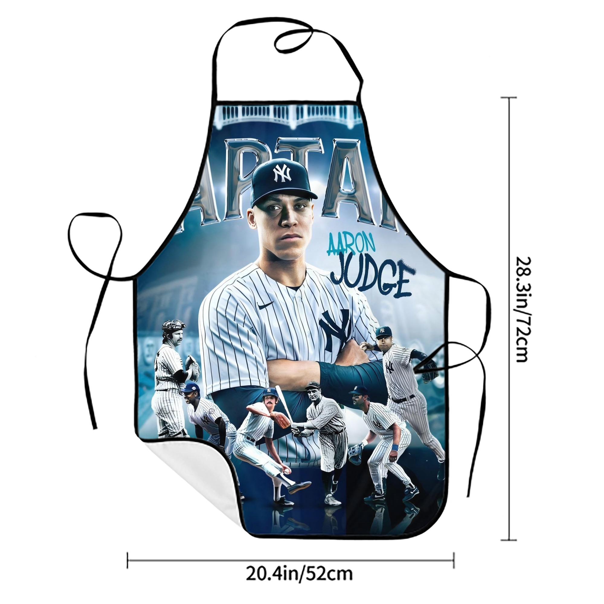 Aaron Judge Yankees Captain Stain-Resistant Polyester Apron With Pocket – Full Print, Waterproof, Anti-Wrinkle, Anti-Pilling – Ideal For Kitchen, BBQ, Restaurant, Salon & More
