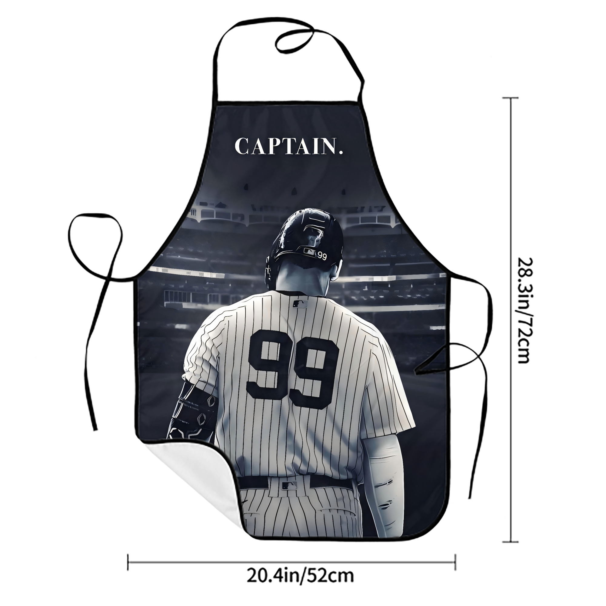 Aaron Judge Yankees Captain Stain-Resistant Polyester Apron With Pocket – Full Print, Waterproof, Anti-Wrinkle, Anti-Pilling – Ideal For Kitchen, BBQ, Restaurant, Salon & More