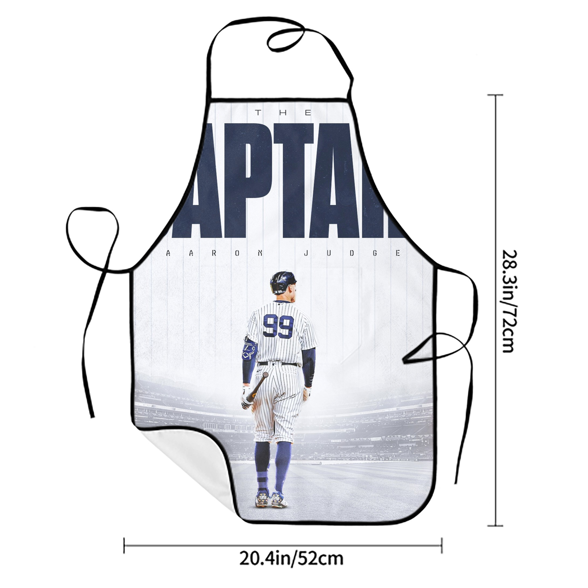 Aaron Judge Yankees Captain Stain-Resistant Polyester Apron With Pocket – Full Print, Waterproof, Anti-Wrinkle, Anti-Pilling – Ideal For Kitchen, BBQ, Restaurant, Salon & More