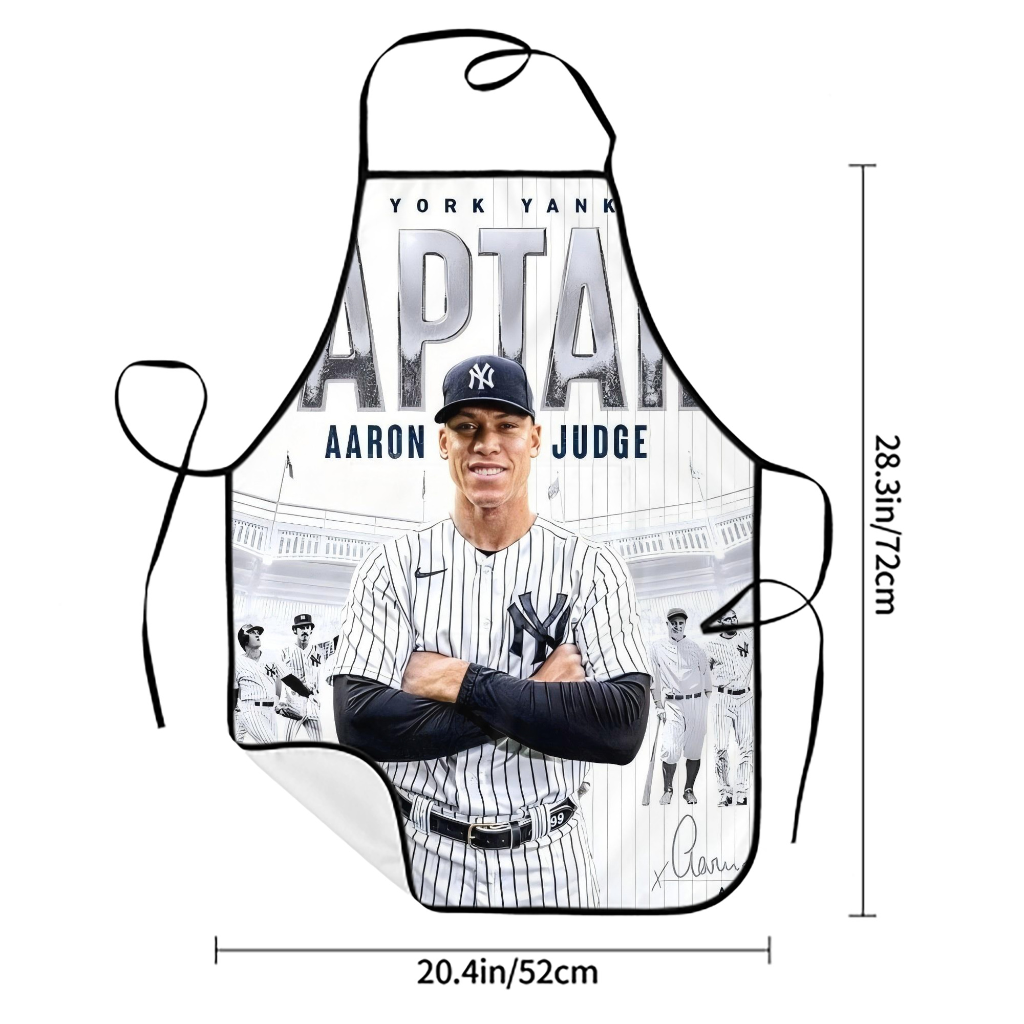 Aaron Judge Yankees Captain Stain-Resistant Polyester Apron With Pocket – Full Print, Waterproof, Anti-Wrinkle, Anti-Pilling – Ideal For Kitchen, BBQ, Restaurant, Salon & More