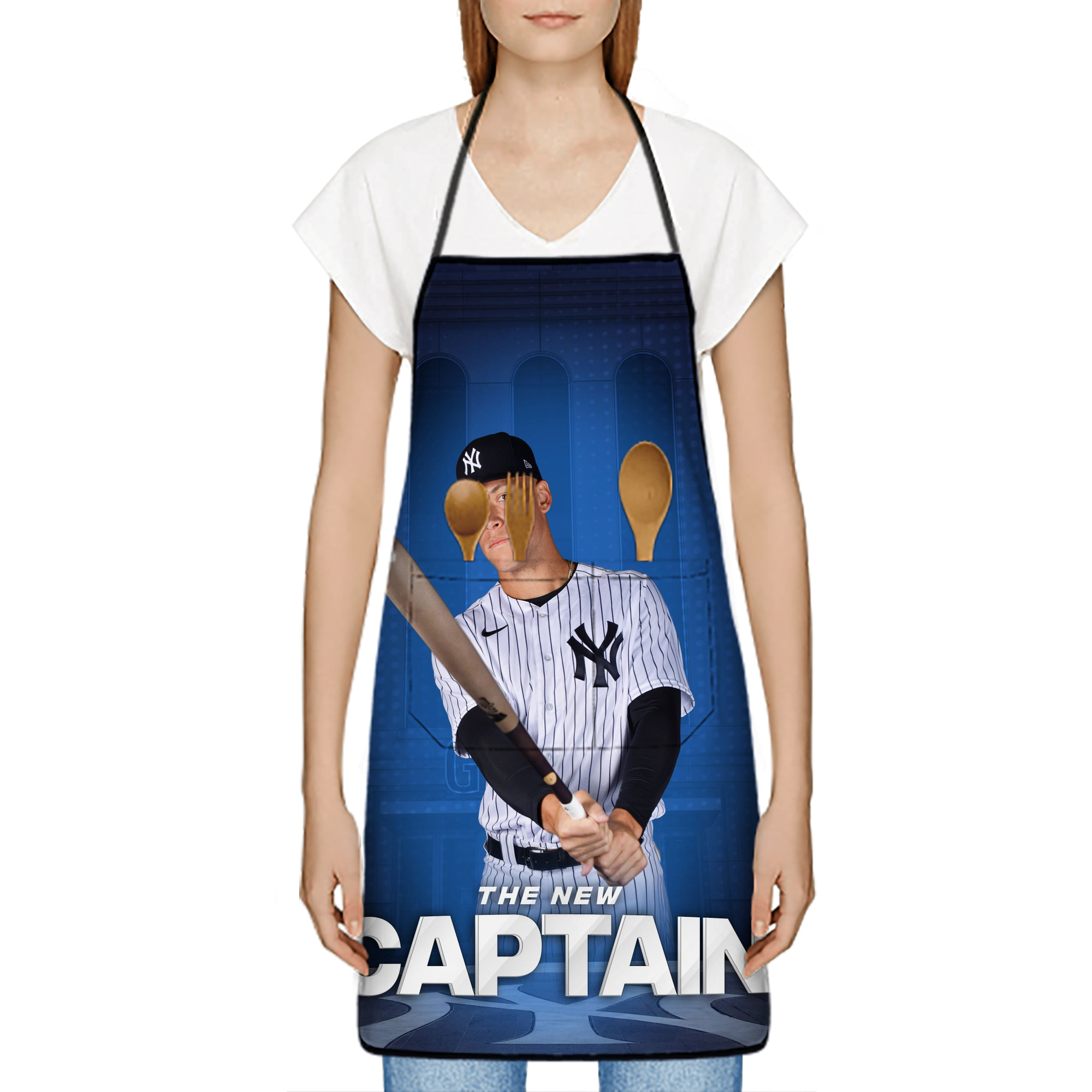 Aaron Judge Yankees Captain Stain-Resistant Polyester Apron With Pocket – Full Print, Waterproof, Anti-Wrinkle, Anti-Pilling – Ideal For Kitchen, BBQ, Restaurant, Salon & More