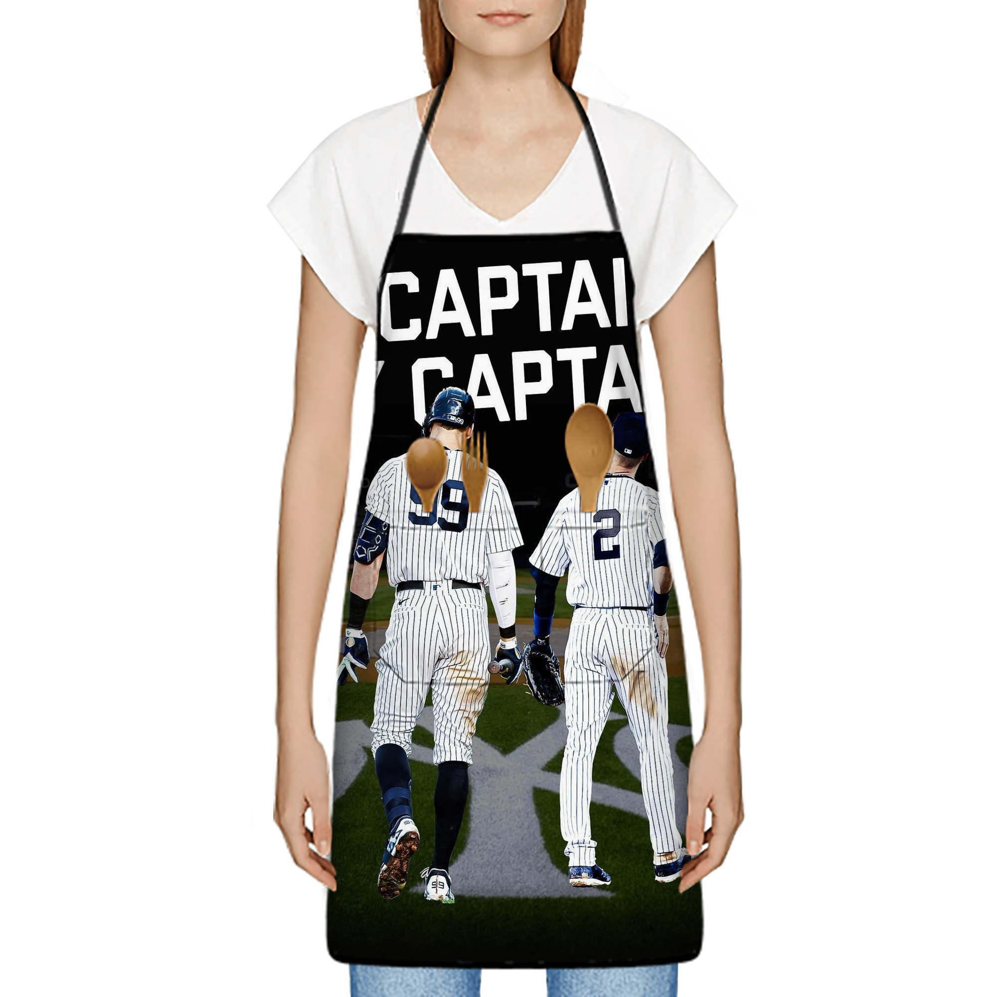 Aaron Judge Yankees Captain Stain-Resistant Polyester Apron With Pocket – Full Print, Waterproof, Anti-Wrinkle, Anti-Pilling – Ideal For Kitchen, BBQ, Restaurant, Salon & More