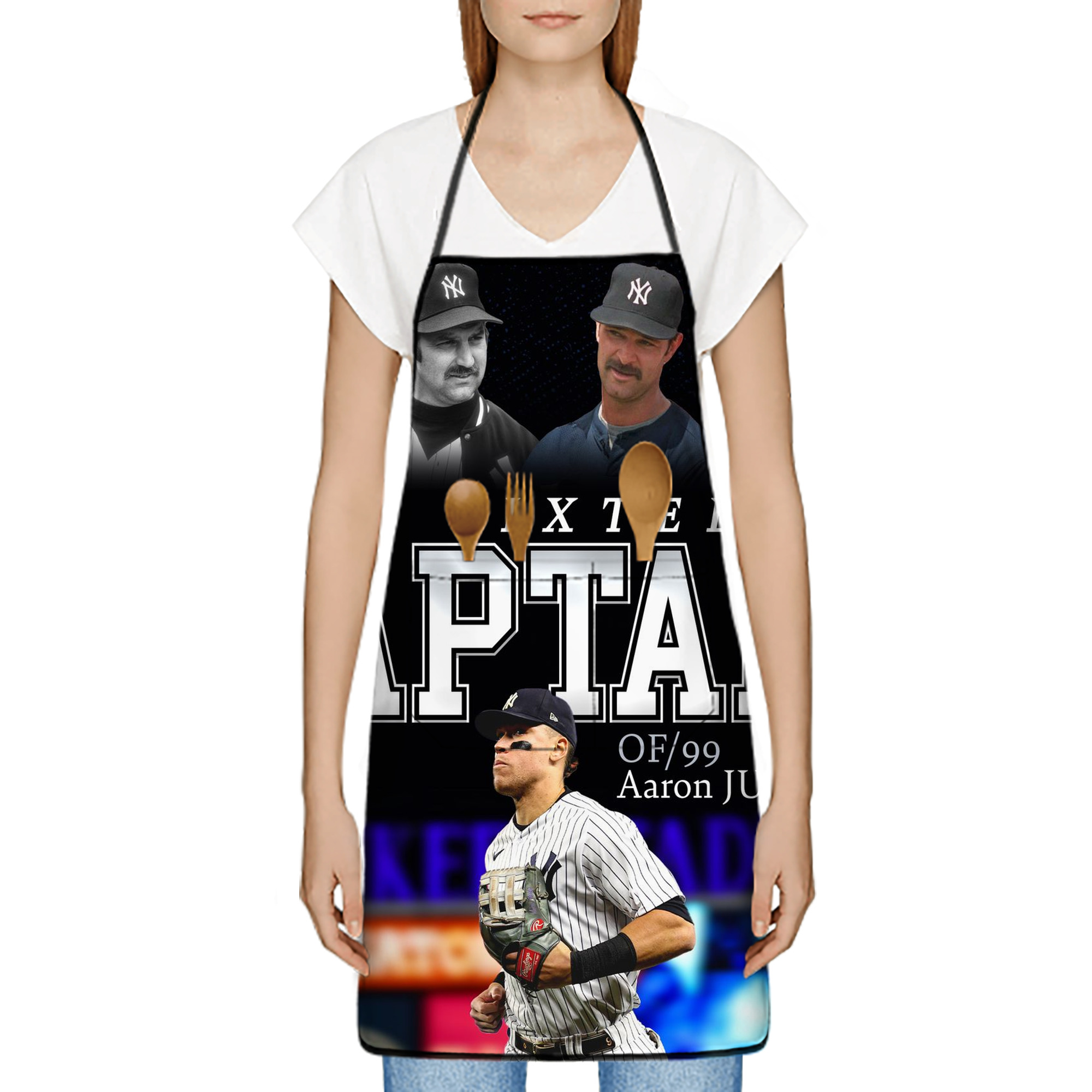 Aaron Judge Yankees Captain Stain-Resistant Polyester Apron With Pocket – Full Print, Waterproof, Anti-Wrinkle, Anti-Pilling – Ideal For Kitchen, BBQ, Restaurant, Salon & More