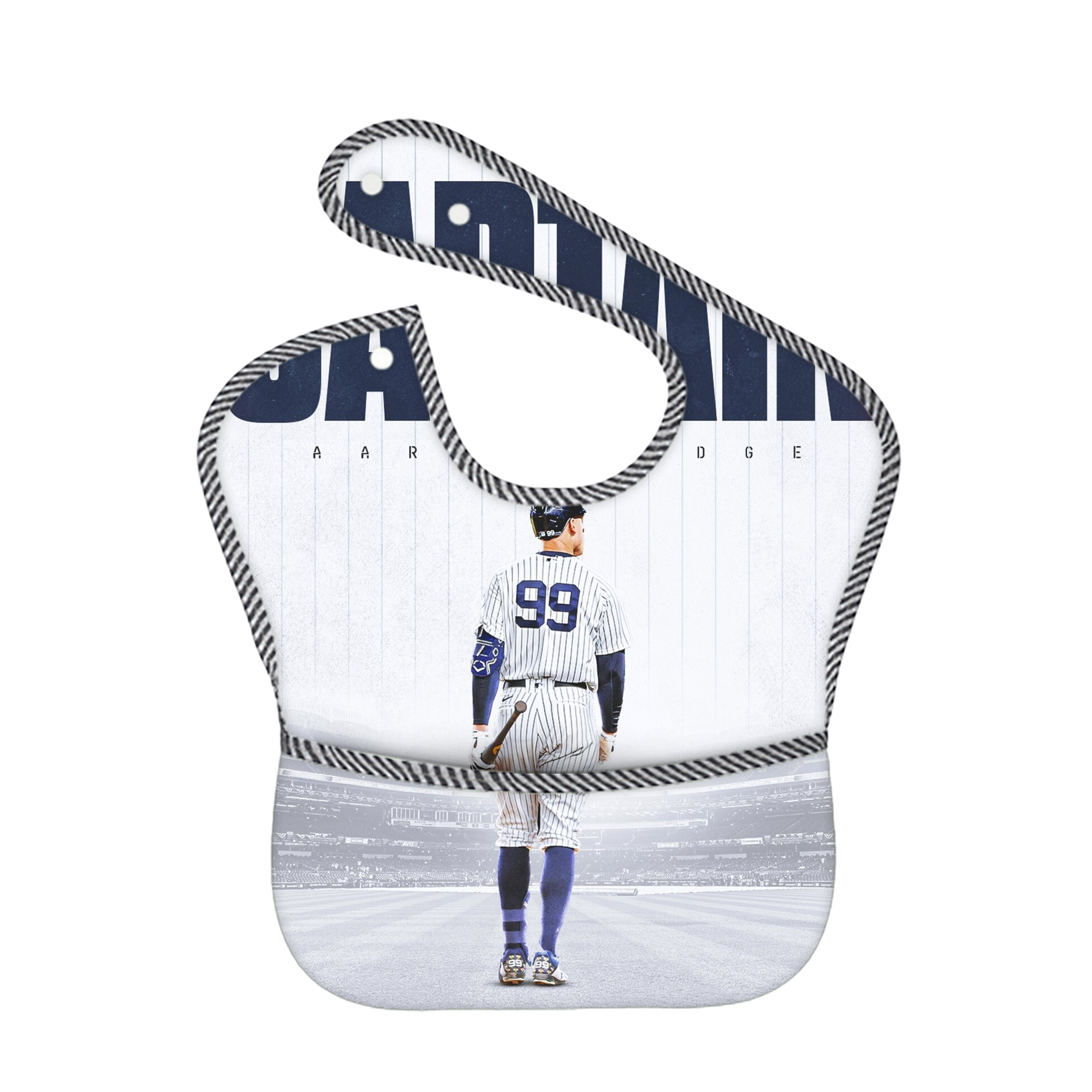 Aaron Judge Yankees Captain Adjustable Waterproof Toddler Bib – Full-Print Durable Polyester – Foldable Crumb Pocket – Easy Snap Closure – Soft