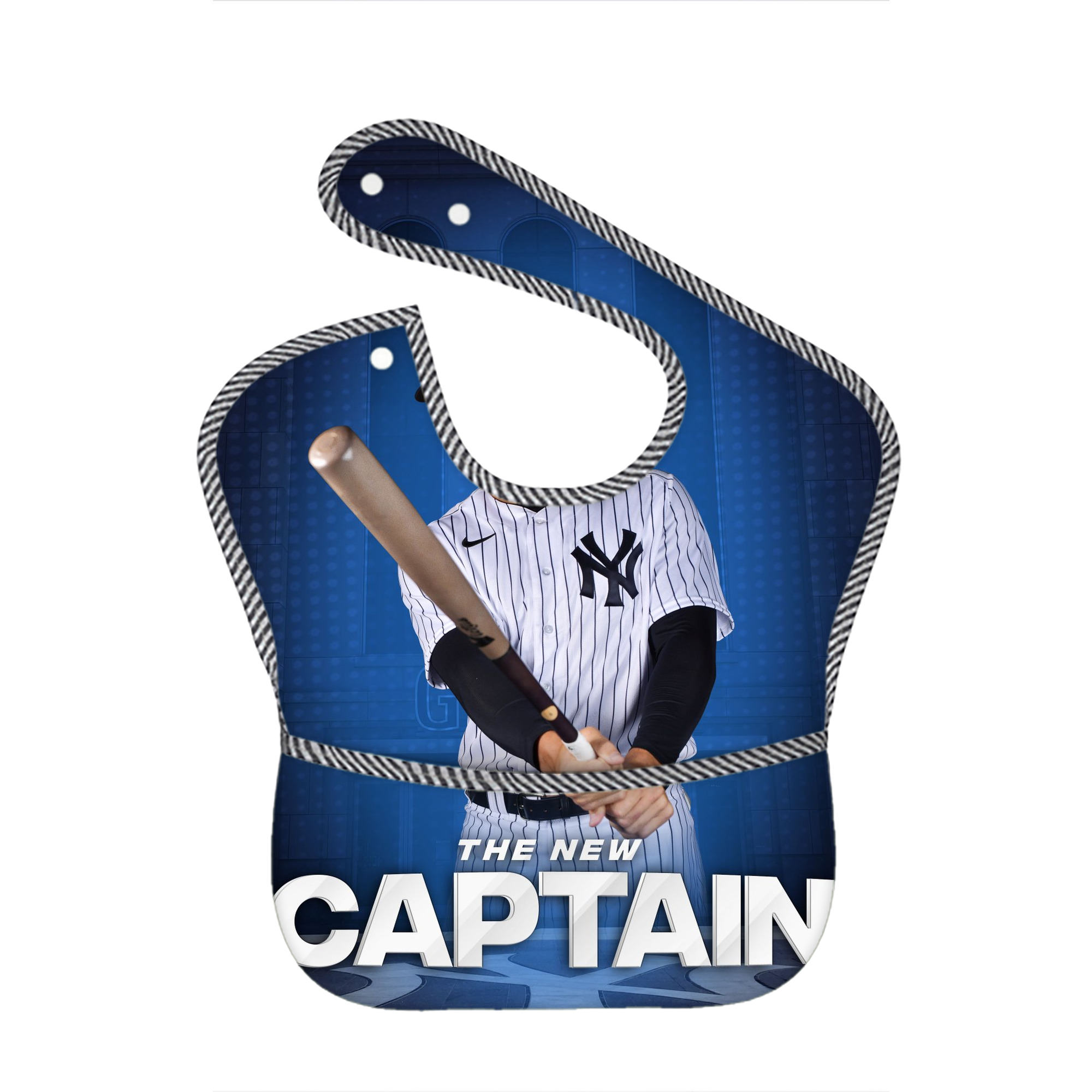 Aaron Judge Yankees Captain Adjustable Waterproof Toddler Bib – Full-Print Durable Polyester – Foldable Crumb Pocket – Easy Snap Closure – Soft