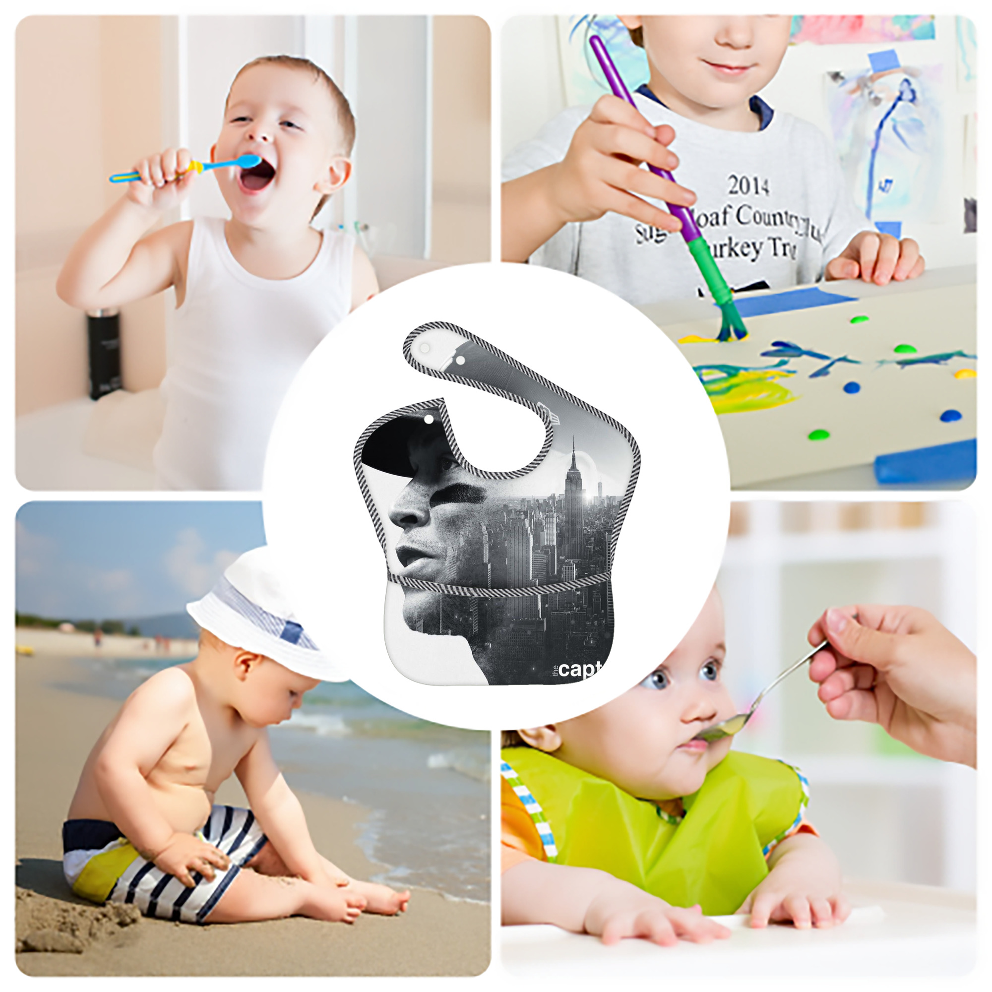 Aaron Judge Yankees Captain Adjustable Waterproof Toddler Bib – Full-Print Durable Polyester – Foldable Crumb Pocket – Easy Snap Closure – Soft