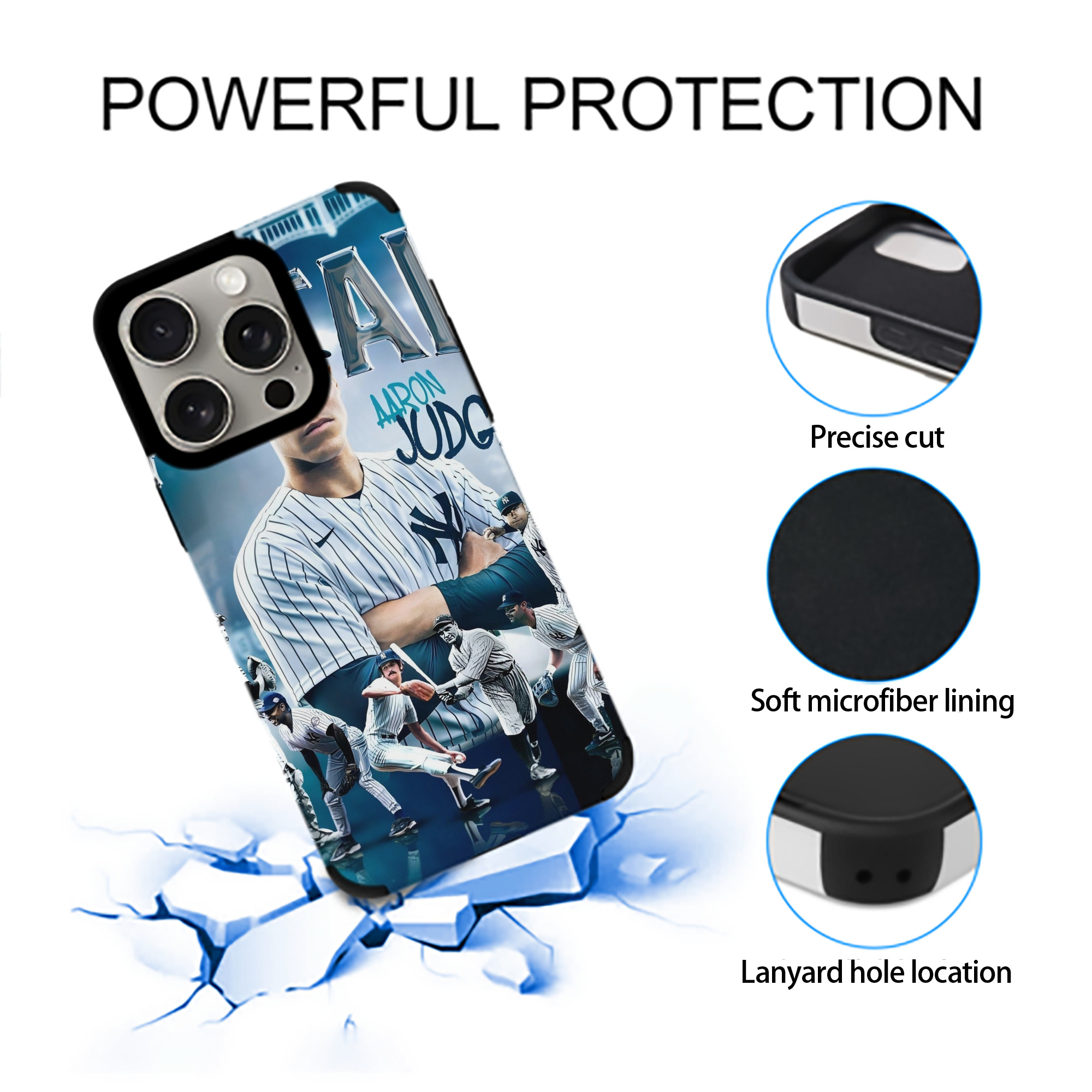Aaron Judge Yankees Captain IPhone 15 Pro Max PU Leather Case – Soft Lining, 360° Protection – Precise Fit, 3D Buttons, Easy Charging – Anti-Yellowing, Easy To Clean