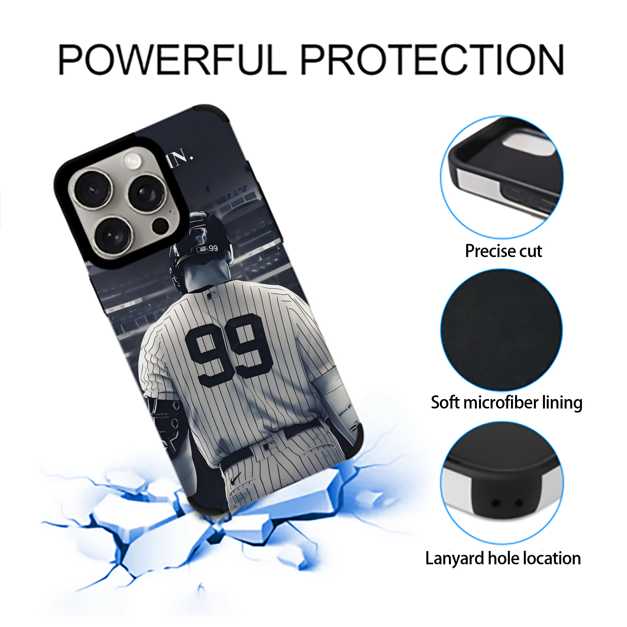 Aaron Judge Yankees Captain IPhone 15 Pro Max PU Leather Case – Soft Lining, 360° Protection – Precise Fit, 3D Buttons, Easy Charging – Anti-Yellowing, Easy To Clean