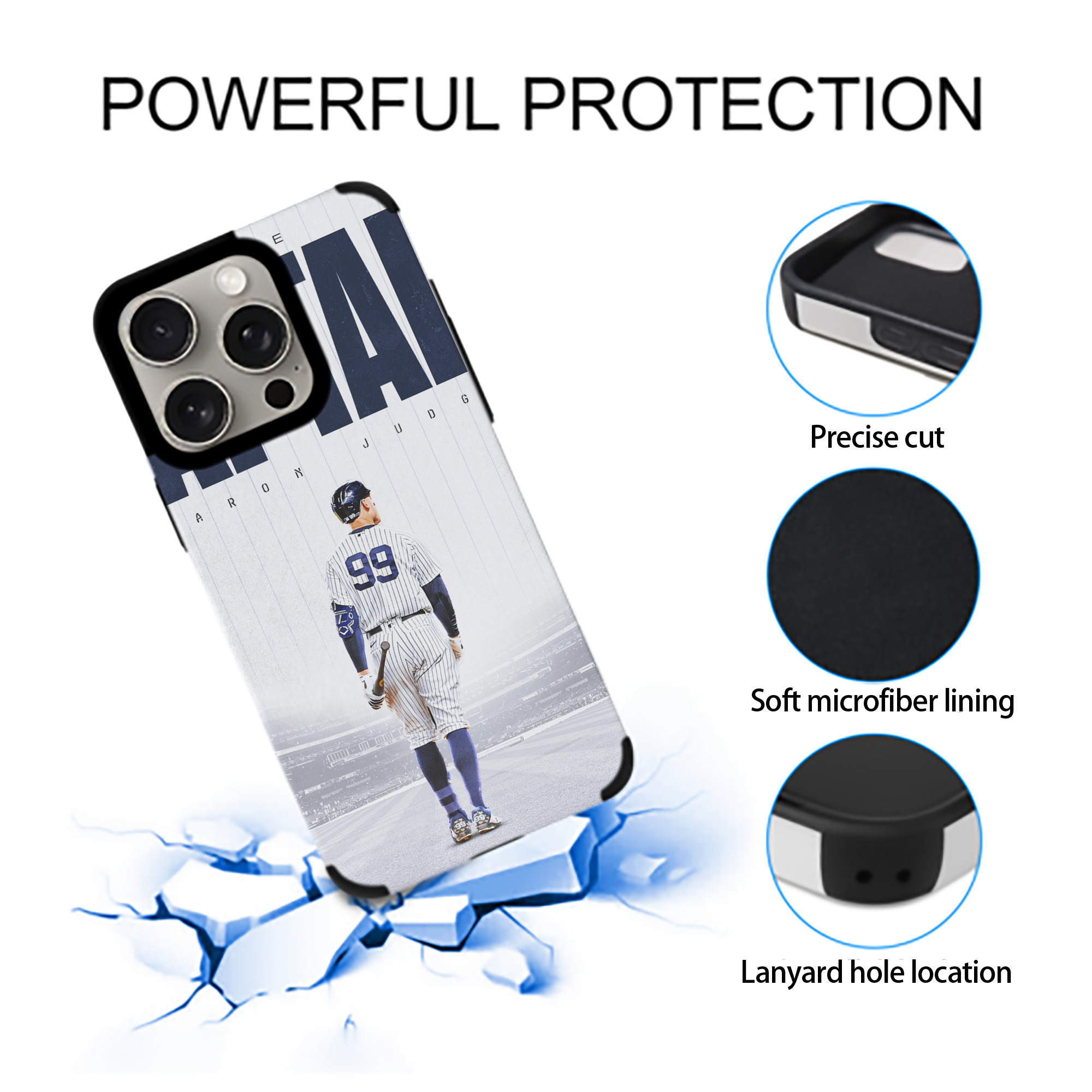 Aaron Judge Yankees Captain IPhone 15 Pro Max PU Leather Case – Soft Lining, 360° Protection – Precise Fit, 3D Buttons, Easy Charging – Anti-Yellowing, Easy To Clean