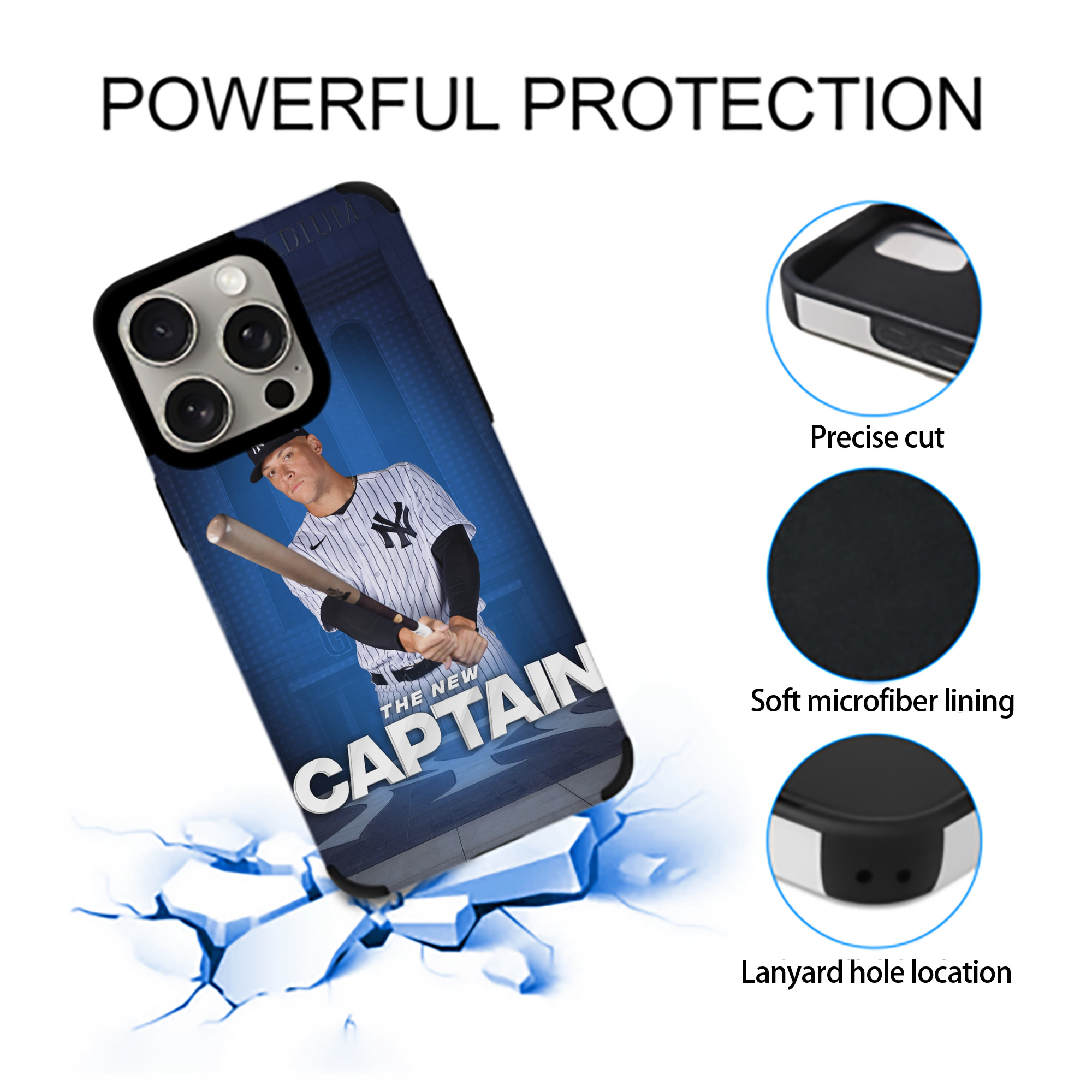 Aaron Judge Yankees Captain IPhone 15 Pro Max PU Leather Case – Soft Lining, 360° Protection – Precise Fit, 3D Buttons, Easy Charging – Anti-Yellowing, Easy To Clean