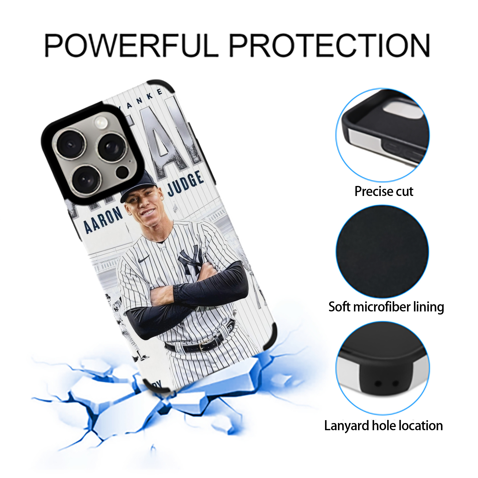 Aaron Judge Yankees Captain IPhone 15 Pro Max PU Leather Case – Soft Lining, 360° Protection – Precise Fit, 3D Buttons, Easy Charging – Anti-Yellowing, Easy To Clean