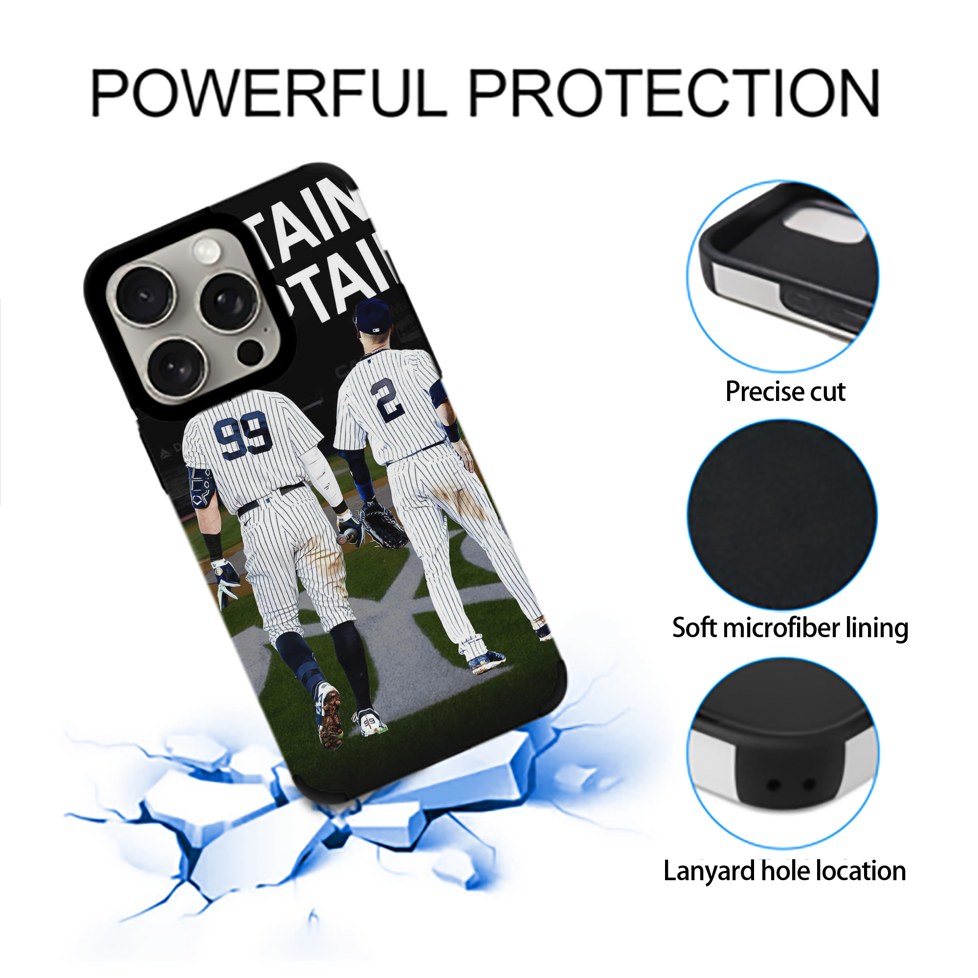 Aaron Judge Yankees Captain IPhone 15 Pro Max PU Leather Case – Soft Lining, 360° Protection – Precise Fit, 3D Buttons, Easy Charging – Anti-Yellowing, Easy To Clean