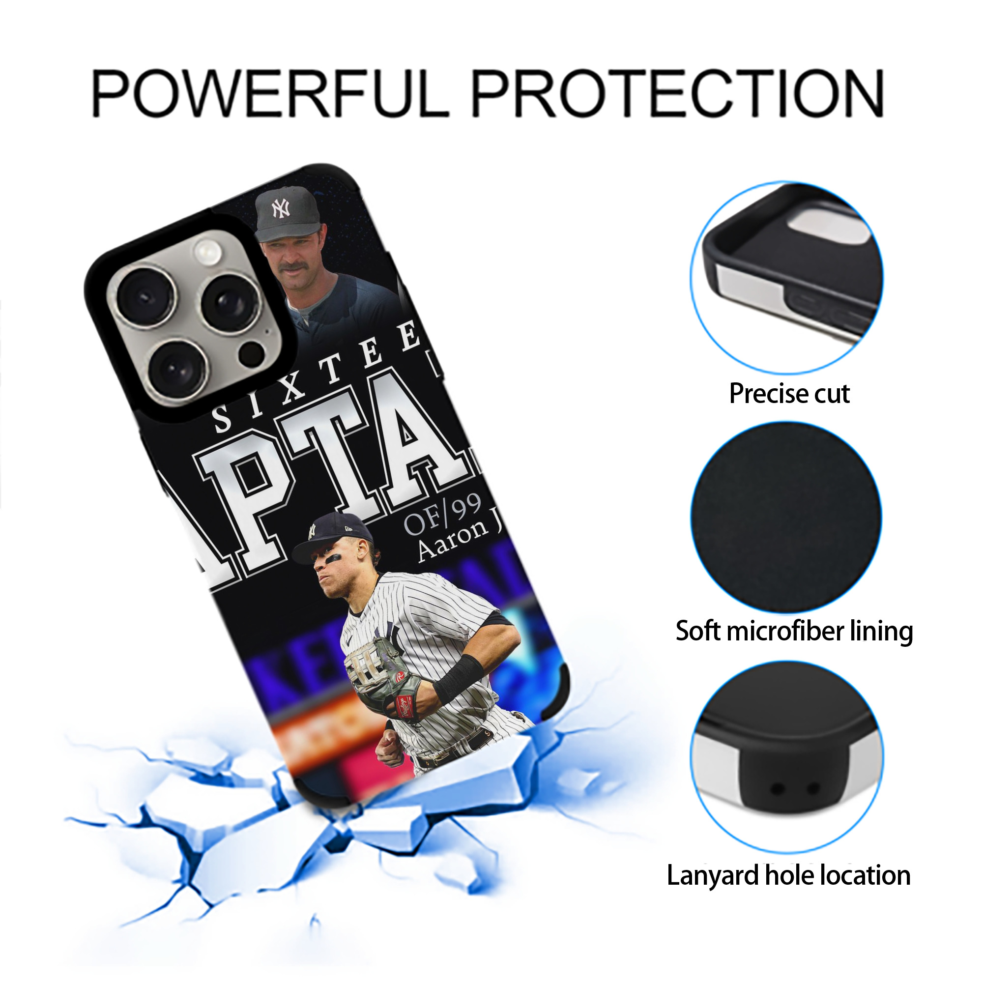 Aaron Judge Yankees Captain IPhone 15 Pro Max PU Leather Case – Soft Lining, 360° Protection – Precise Fit, 3D Buttons, Easy Charging – Anti-Yellowing, Easy To Clean