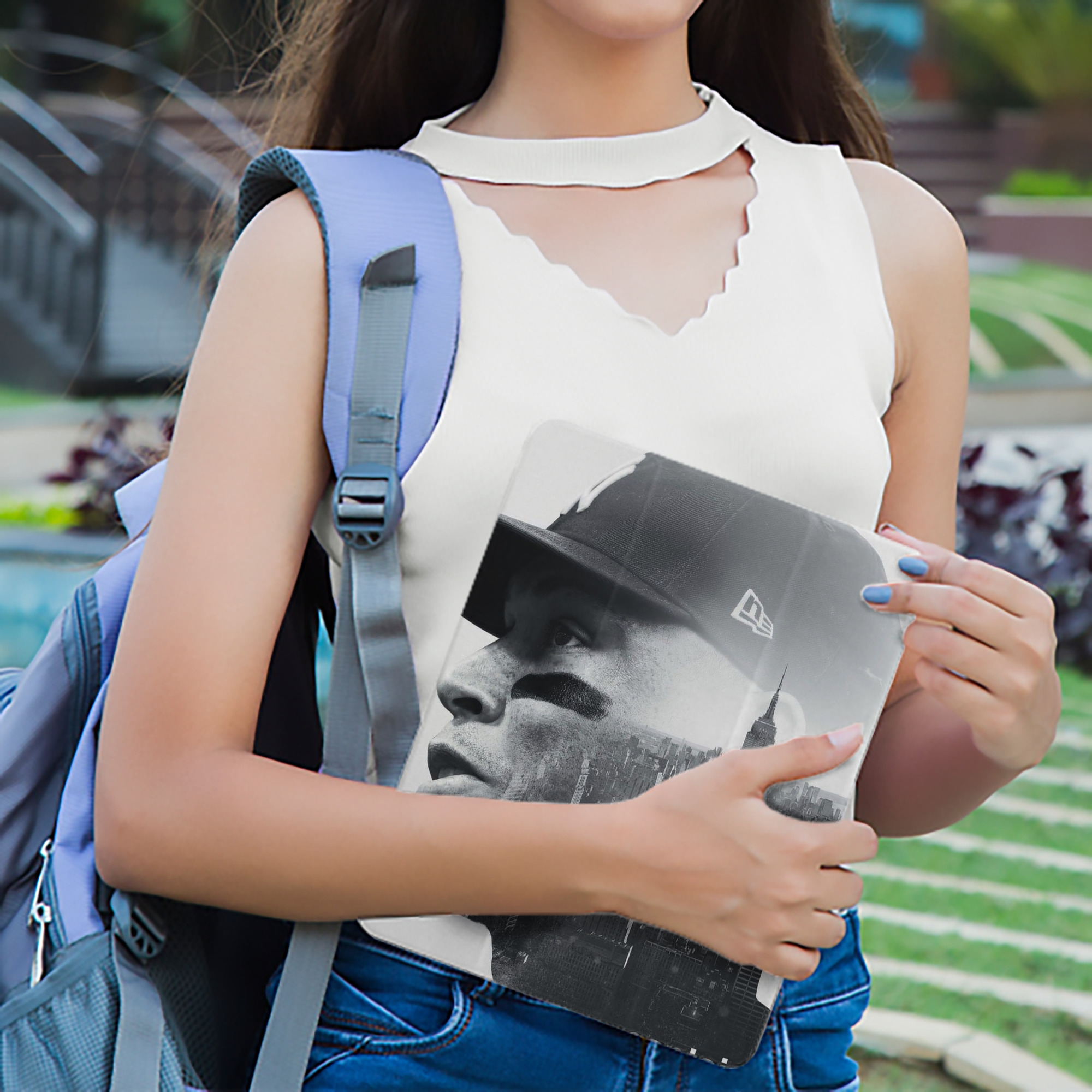 Aaron Judge Yankees Captain Premium Tri-Fold PU Leather & Silicone IPad Case With Pencil Slot – Fits 9.5,10.5,10.9 – Adjustable Stand, Slim, Protective