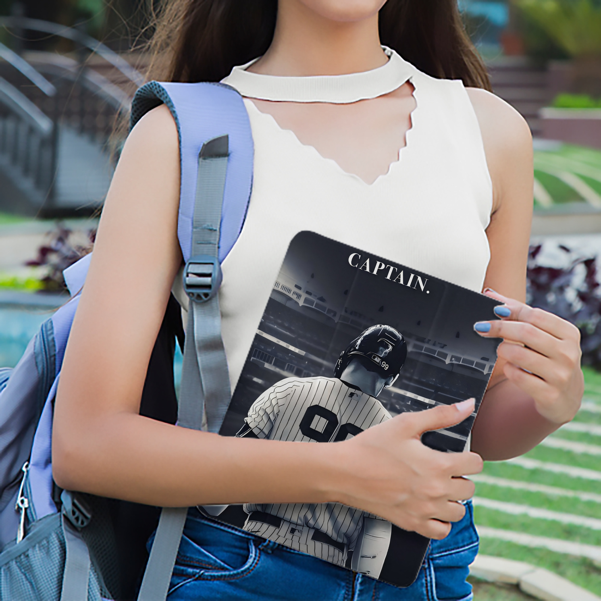 Aaron Judge Yankees Captain Premium Tri-Fold PU Leather & Silicone IPad Case With Pencil Slot – Fits 9.5,10.5,10.9 – Adjustable Stand, Slim, Protective