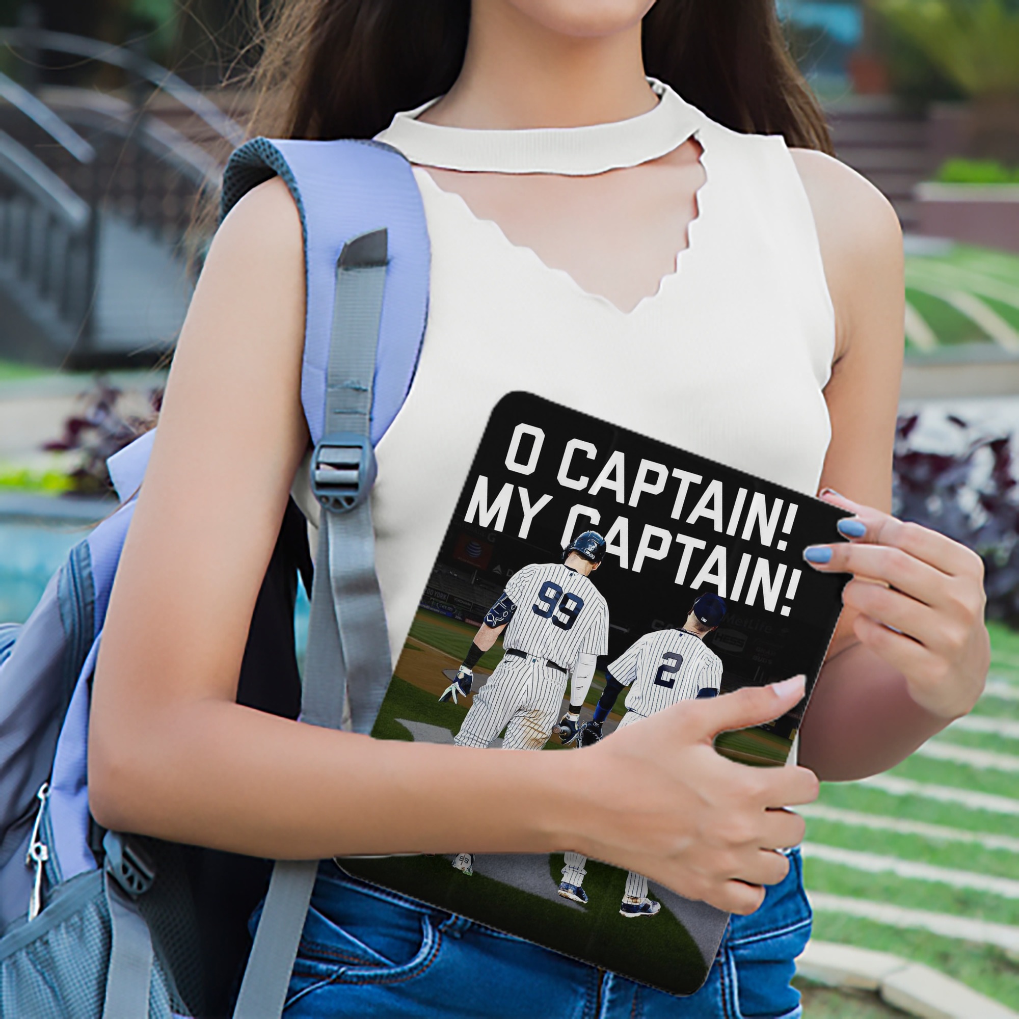 Aaron Judge Yankees Captain Premium Tri-Fold PU Leather & Silicone IPad Case With Pencil Slot – Fits 9.5,10.5,10.9 – Adjustable Stand, Slim, Protective