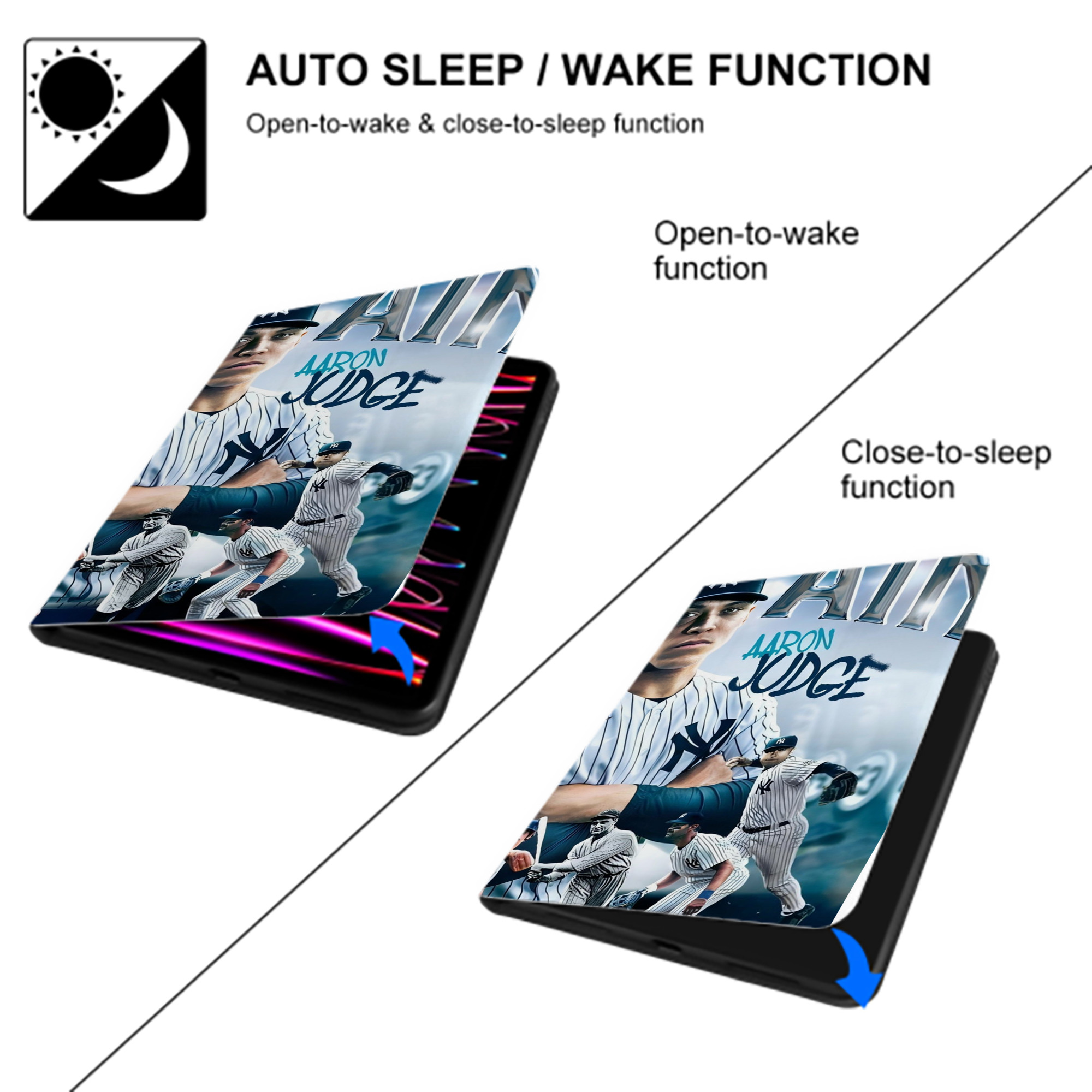 Aaron Judge Yankees Captain IPad Book-Style Case With Pencil Slot – Slim PU & TPU Cover – Full Protection, Precise Fit, Water & Scratch Resistant