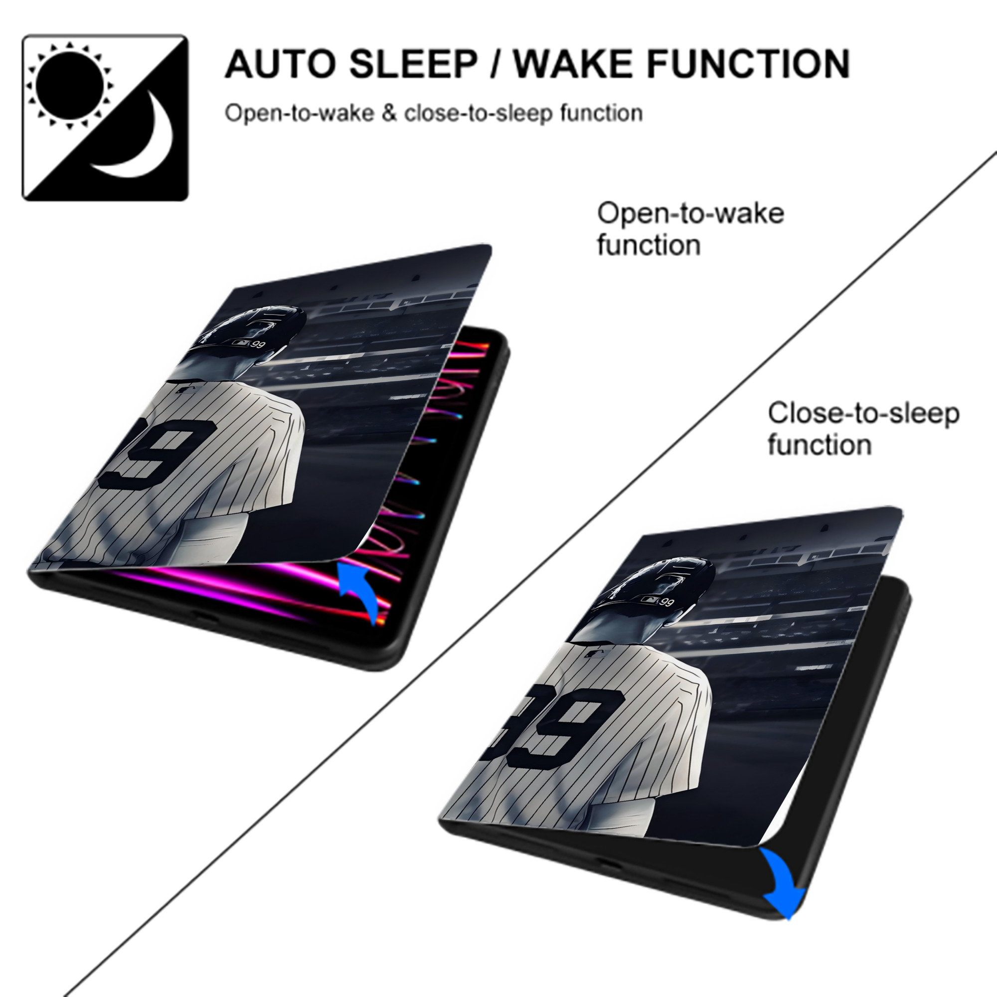 Aaron Judge Yankees Captain IPad Book-Style Case With Pencil Slot – Slim PU & TPU Cover – Full Protection, Precise Fit, Water & Scratch Resistant