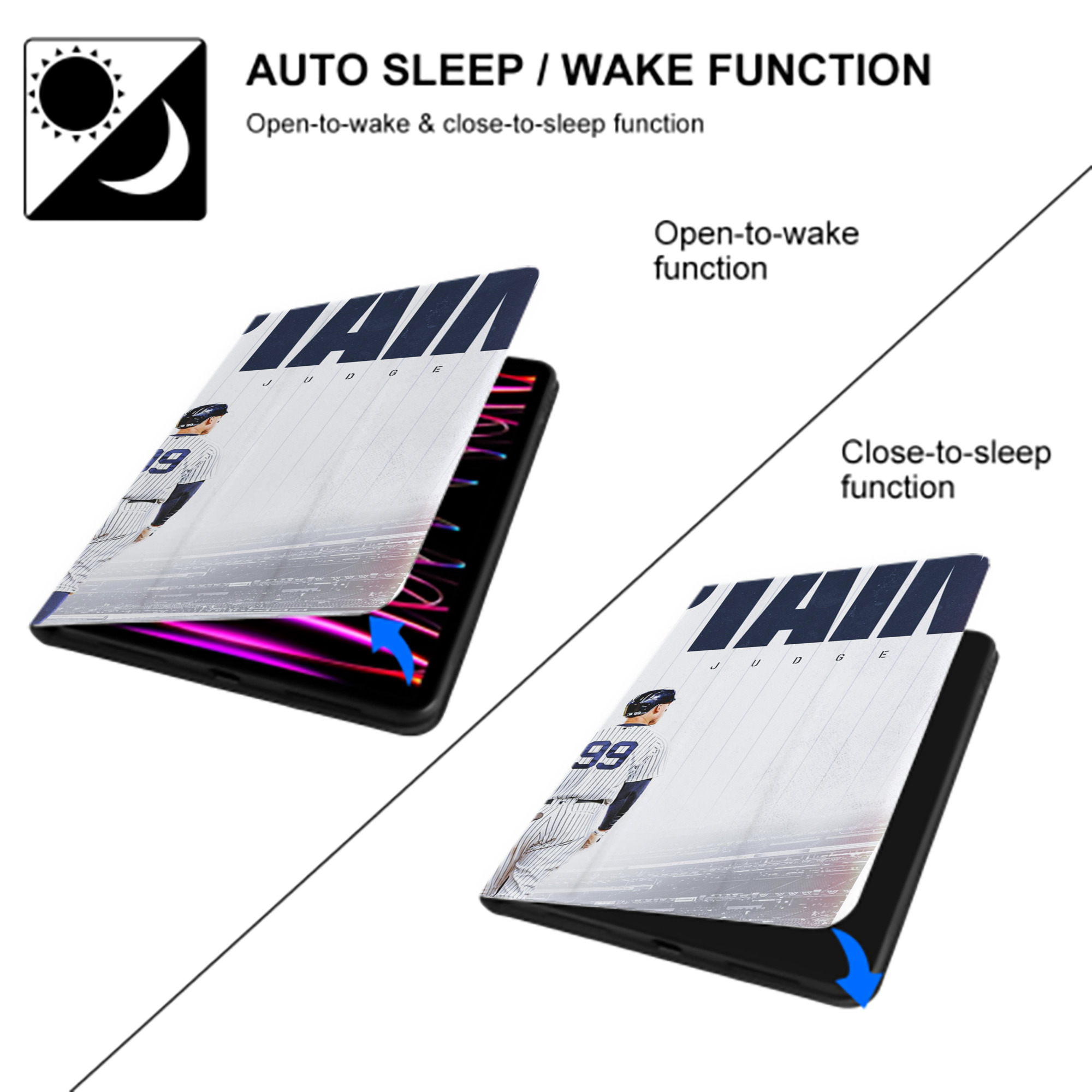 Aaron Judge Yankees Captain IPad Book-Style Case With Pencil Slot – Slim PU & TPU Cover – Full Protection, Precise Fit, Water & Scratch Resistant