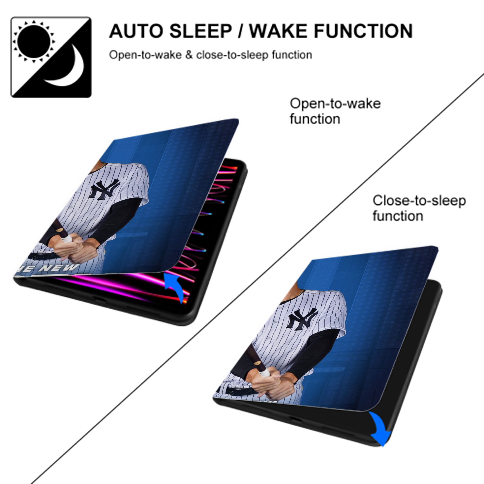 Aaron Judge Yankees Captain IPad Book-Style Case With Pencil Slot – Slim PU & TPU Cover – Full Protection, Precise Fit, Water & Scratch Resistant