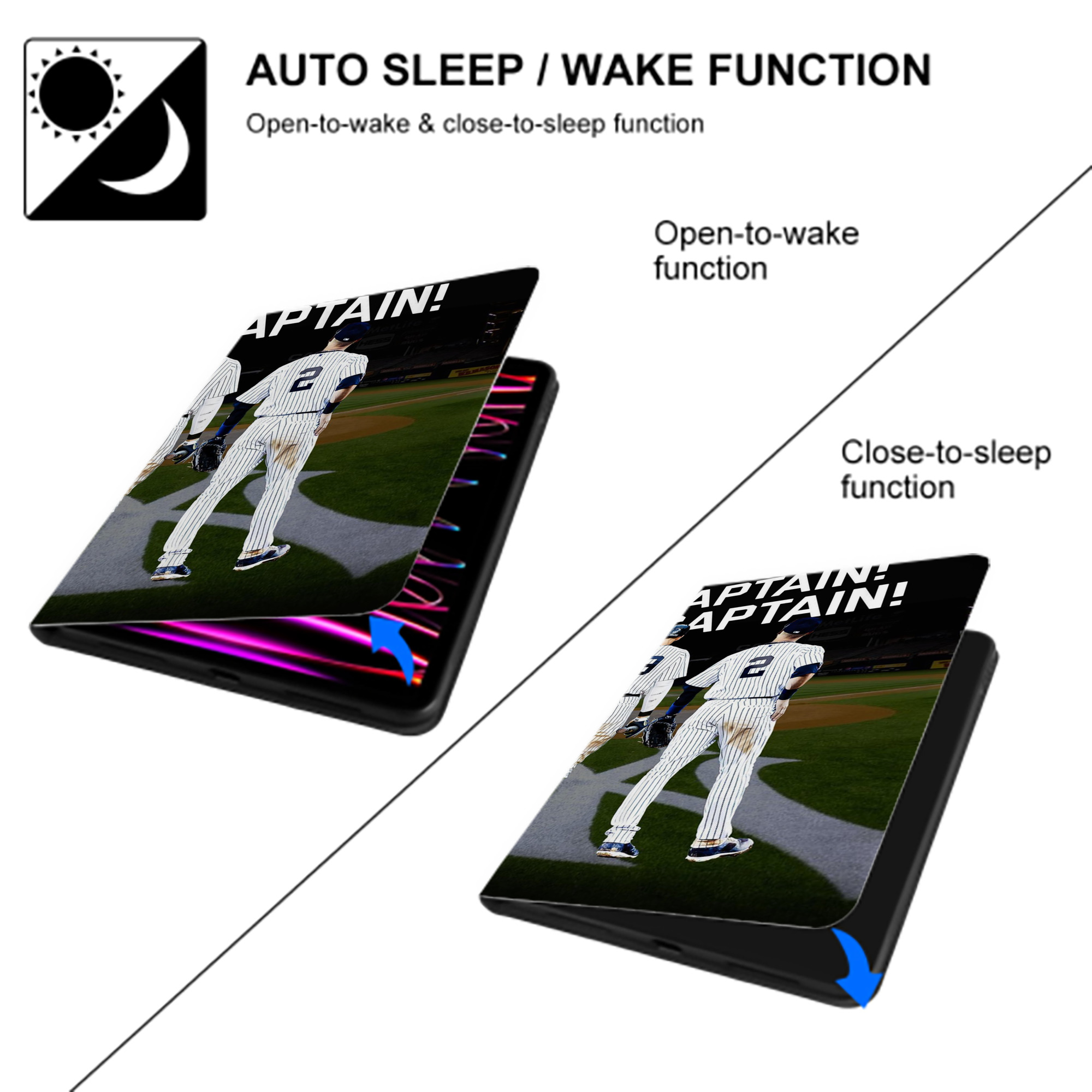 Aaron Judge Yankees Captain IPad Book-Style Case With Pencil Slot – Slim PU & TPU Cover – Full Protection, Precise Fit, Water & Scratch Resistant