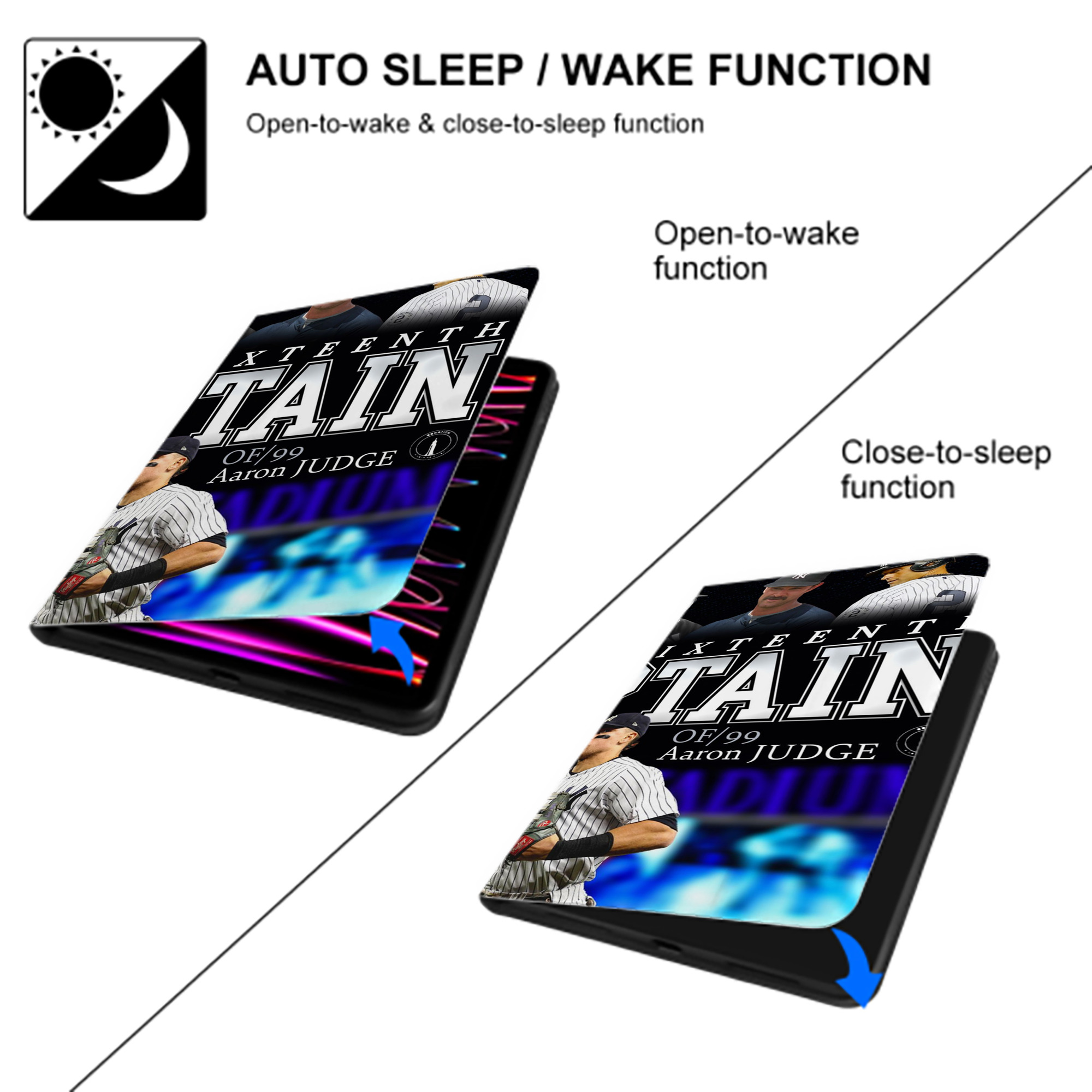 Aaron Judge Yankees Captain IPad Book-Style Case With Pencil Slot – Slim PU & TPU Cover – Full Protection, Precise Fit, Water & Scratch Resistant