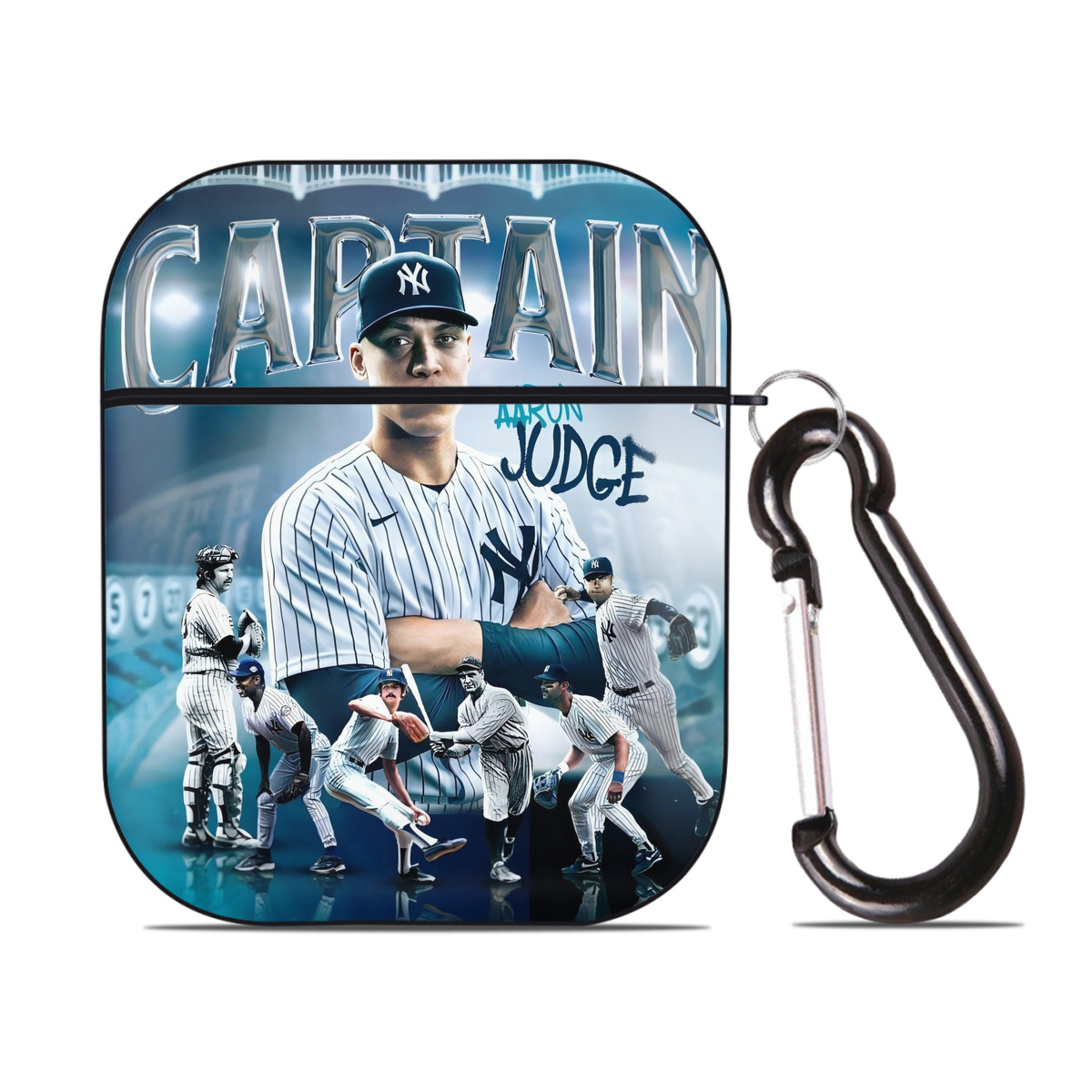 Aaron Judge Yankees Captain AirPods 2 Case Hard Shell Black, Flexible PC Material, Precise Cutouts, Full Protection, Anti-Fingerprint, Washable, Includes Keychain – Durable & Slim Design