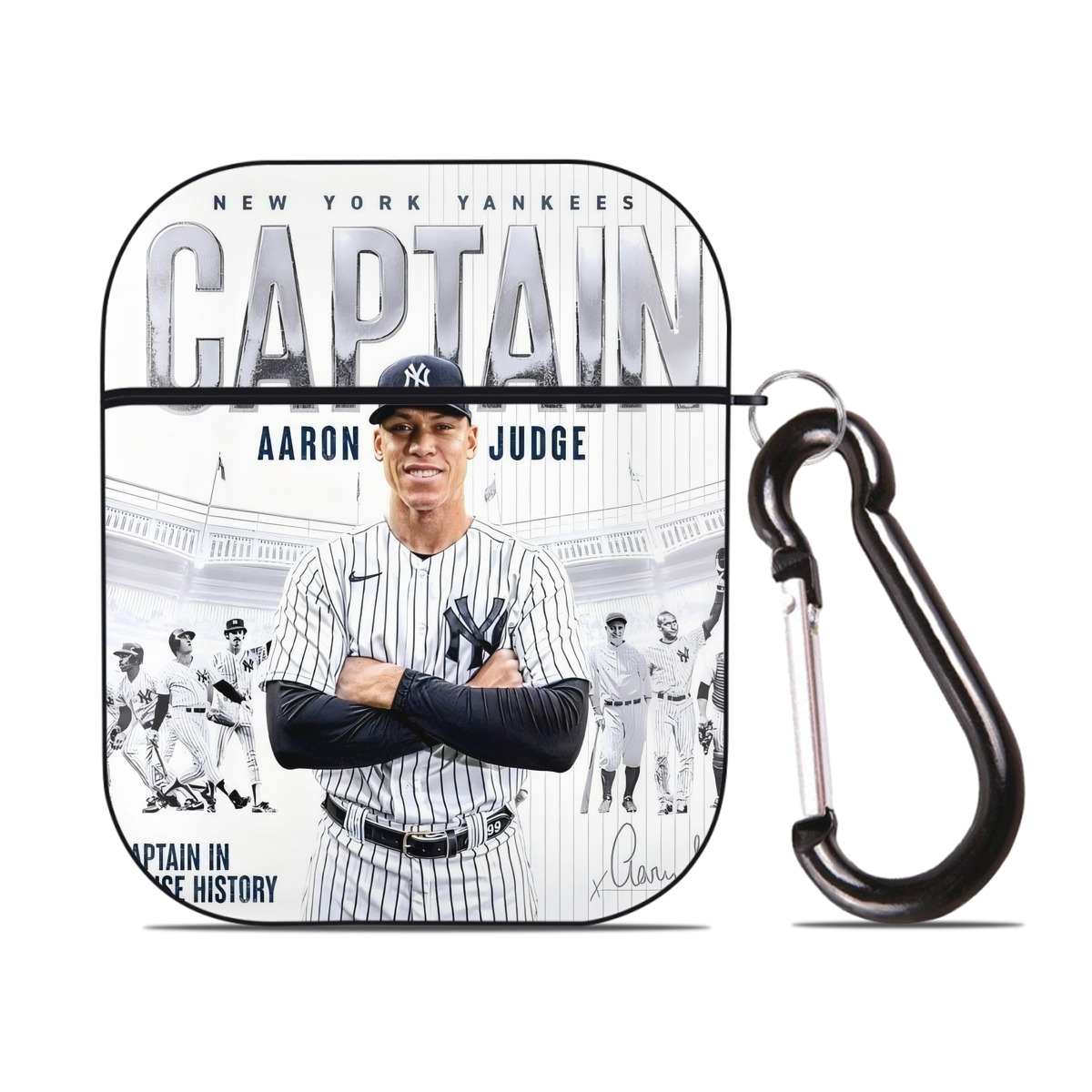 Aaron Judge Yankees Captain AirPods 2 Case Hard Shell Black, Flexible PC Material, Precise Cutouts, Full Protection, Anti-Fingerprint, Washable, Includes Keychain – Durable & Slim Design