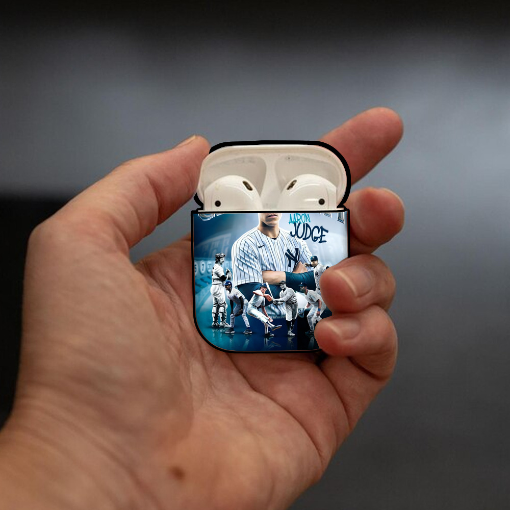 Aaron Judge Yankees Captain AirPods 2 Case Hard Shell Black, Flexible PC Material, Precise Cutouts, Full Protection, Anti-Fingerprint, Washable, Includes Keychain – Durable & Slim Design