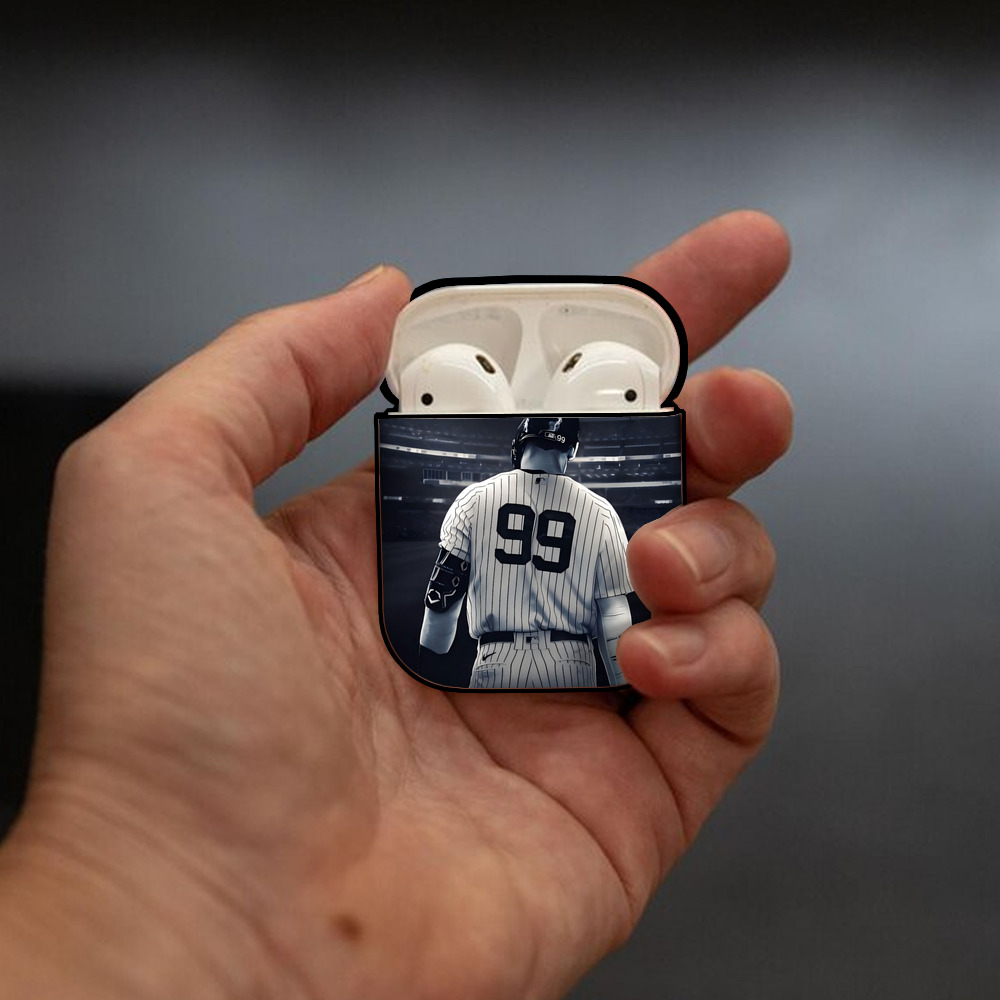 Aaron Judge Yankees Captain AirPods 2 Case Hard Shell Black, Flexible PC Material, Precise Cutouts, Full Protection, Anti-Fingerprint, Washable, Includes Keychain – Durable & Slim Design