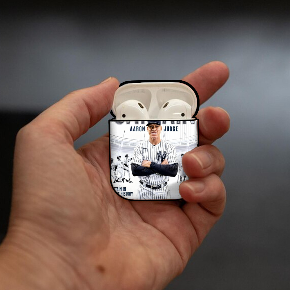 Aaron Judge Yankees Captain AirPods 2 Case Hard Shell Black, Flexible PC Material, Precise Cutouts, Full Protection, Anti-Fingerprint, Washable, Includes Keychain – Durable & Slim Design