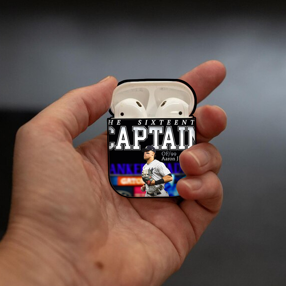Aaron Judge Yankees Captain AirPods 2 Case Hard Shell Black, Flexible PC Material, Precise Cutouts, Full Protection, Anti-Fingerprint, Washable, Includes Keychain – Durable & Slim Design