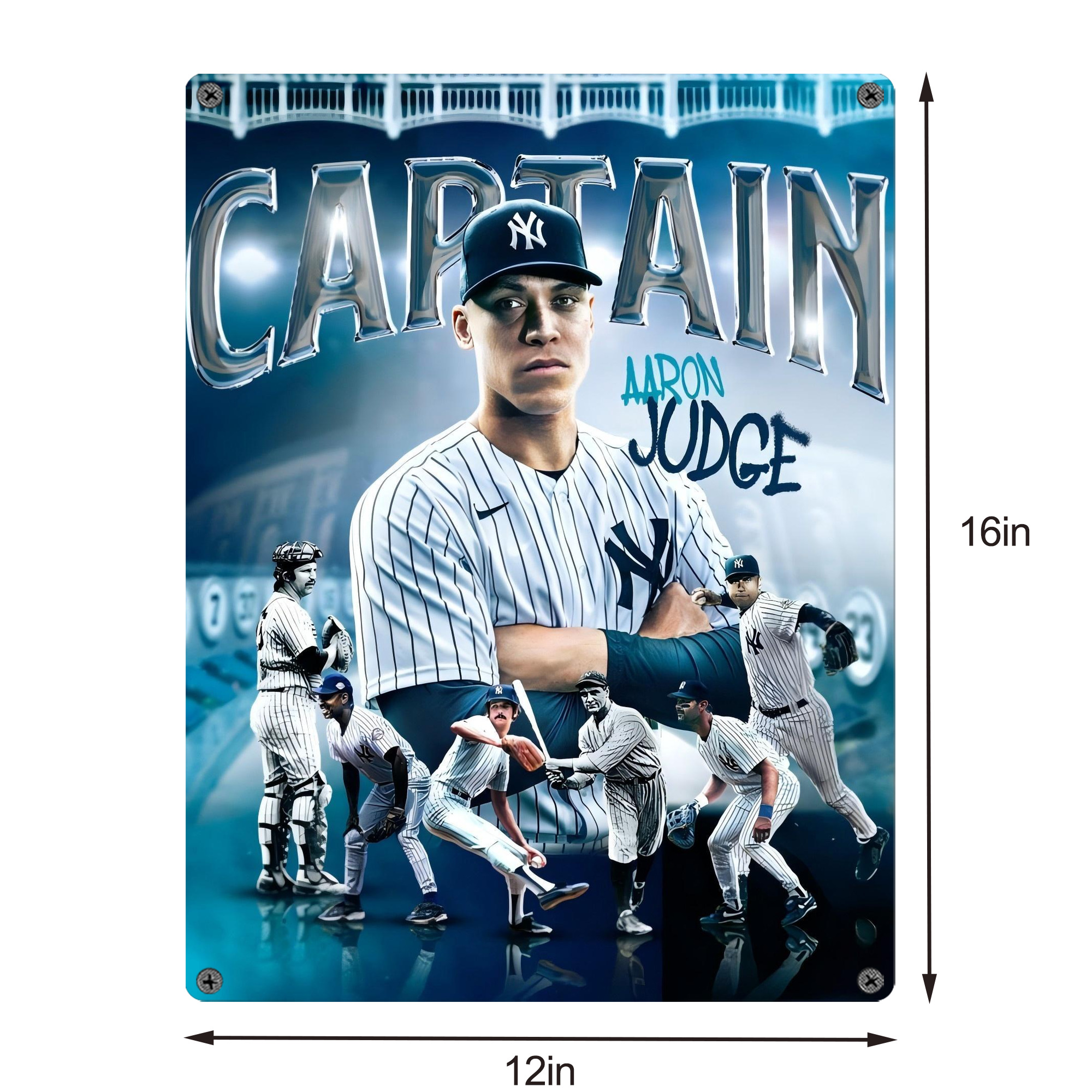 Aaron Judge Yankees Captain Vintage Metal Tin Sign 12x16inch – Retro Wall Art Decor For Home, Bar, Kitchen, Bedroom, Office – Durable Iron Sheet Poster, Easy To Hang, Full-Color Printing