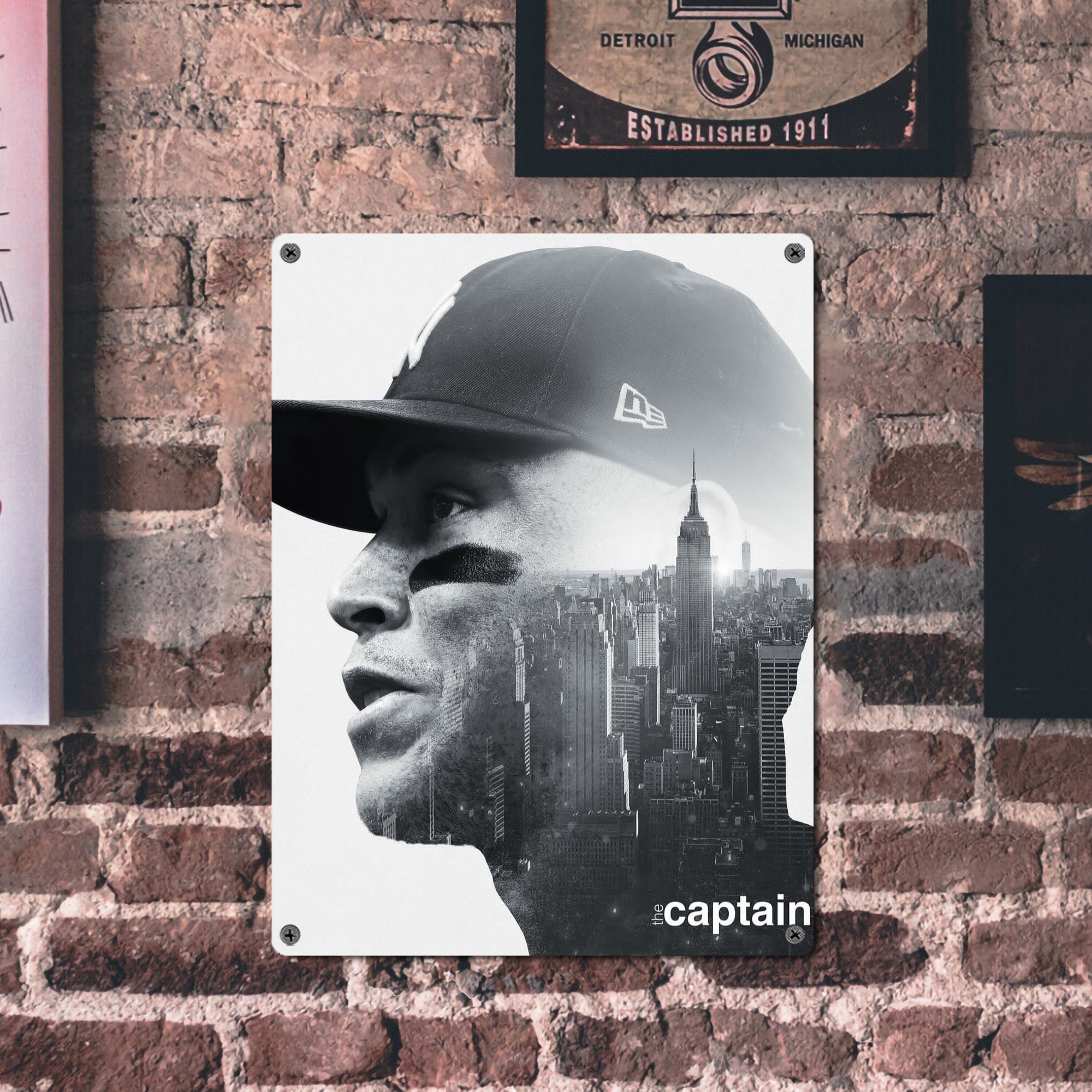 Aaron Judge Yankees Captain Vintage Metal Tin Sign 12x16inch – Retro Wall Art Decor For Home, Bar, Kitchen, Bedroom, Office – Durable Iron Sheet Poster, Easy To Hang, Full-Color Printing