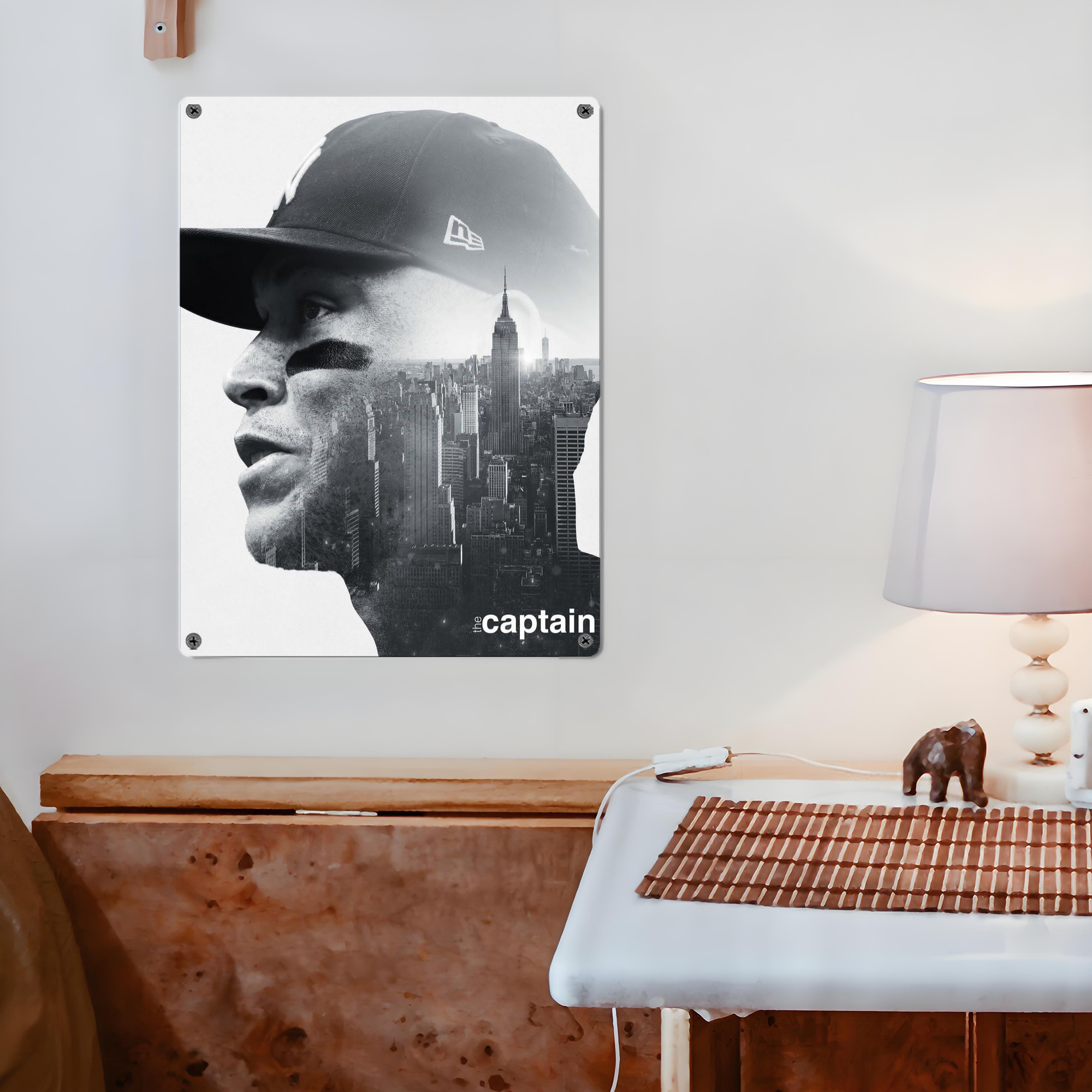 Aaron Judge Yankees Captain Vintage Metal Tin Sign 12x16inch – Retro Wall Art Decor For Home, Bar, Kitchen, Bedroom, Office – Durable Iron Sheet Poster, Easy To Hang, Full-Color Printing