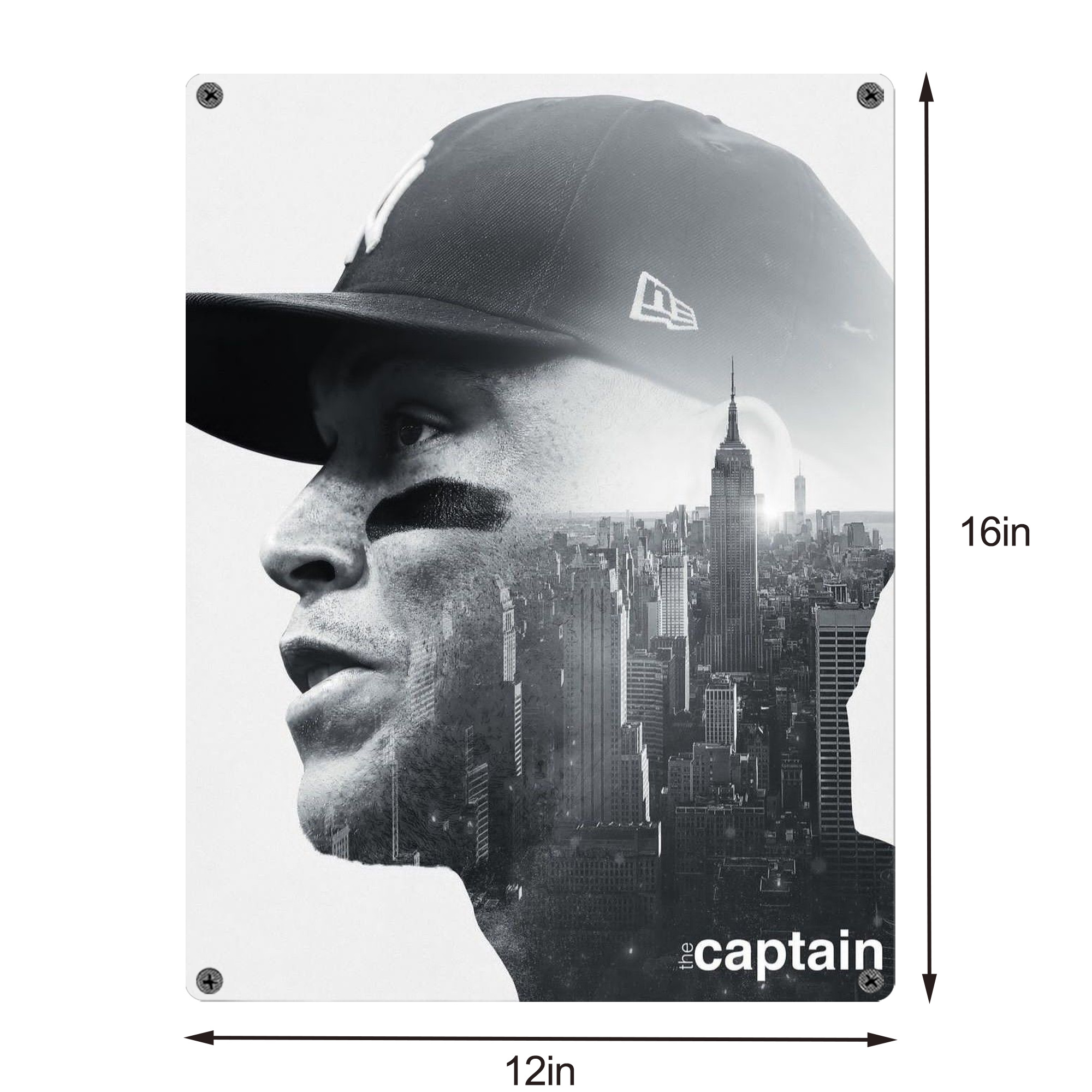 Aaron Judge Yankees Captain Vintage Metal Tin Sign 12x16inch – Retro Wall Art Decor For Home, Bar, Kitchen, Bedroom, Office – Durable Iron Sheet Poster, Easy To Hang, Full-Color Printing