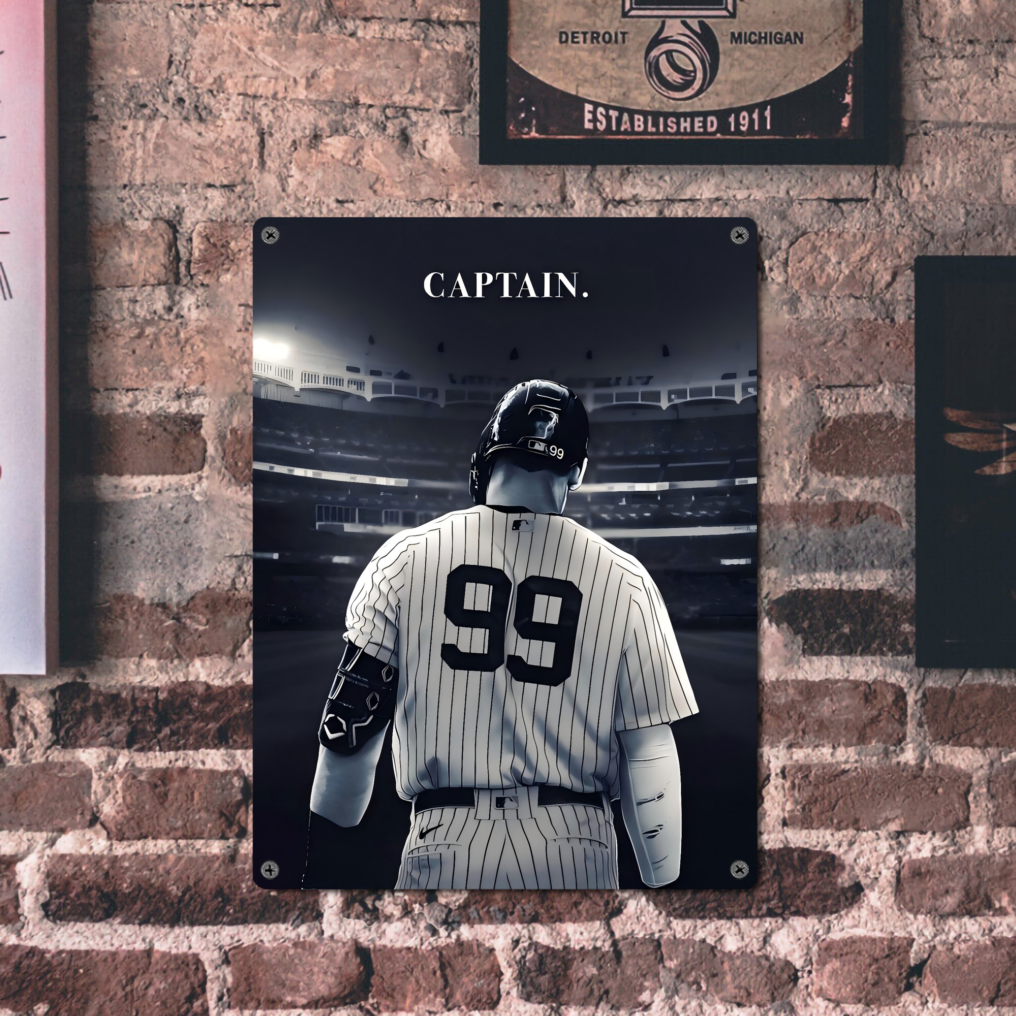 Aaron Judge Yankees Captain Vintage Metal Tin Sign 12x16inch – Retro Wall Art Decor For Home, Bar, Kitchen, Bedroom, Office – Durable Iron Sheet Poster, Easy To Hang, Full-Color Printing